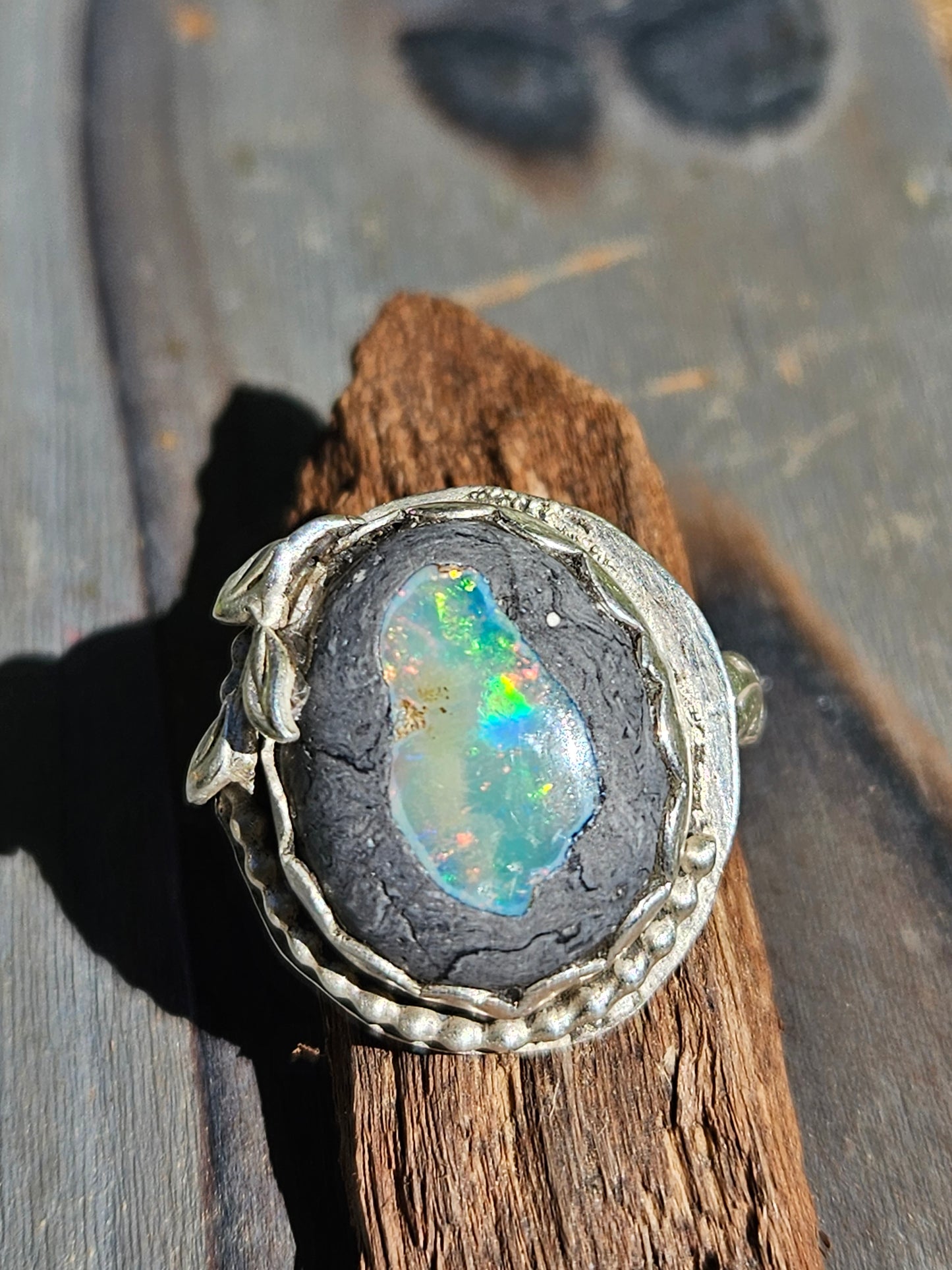 "Arkenstone" Mexican Opal Ring, size 10
