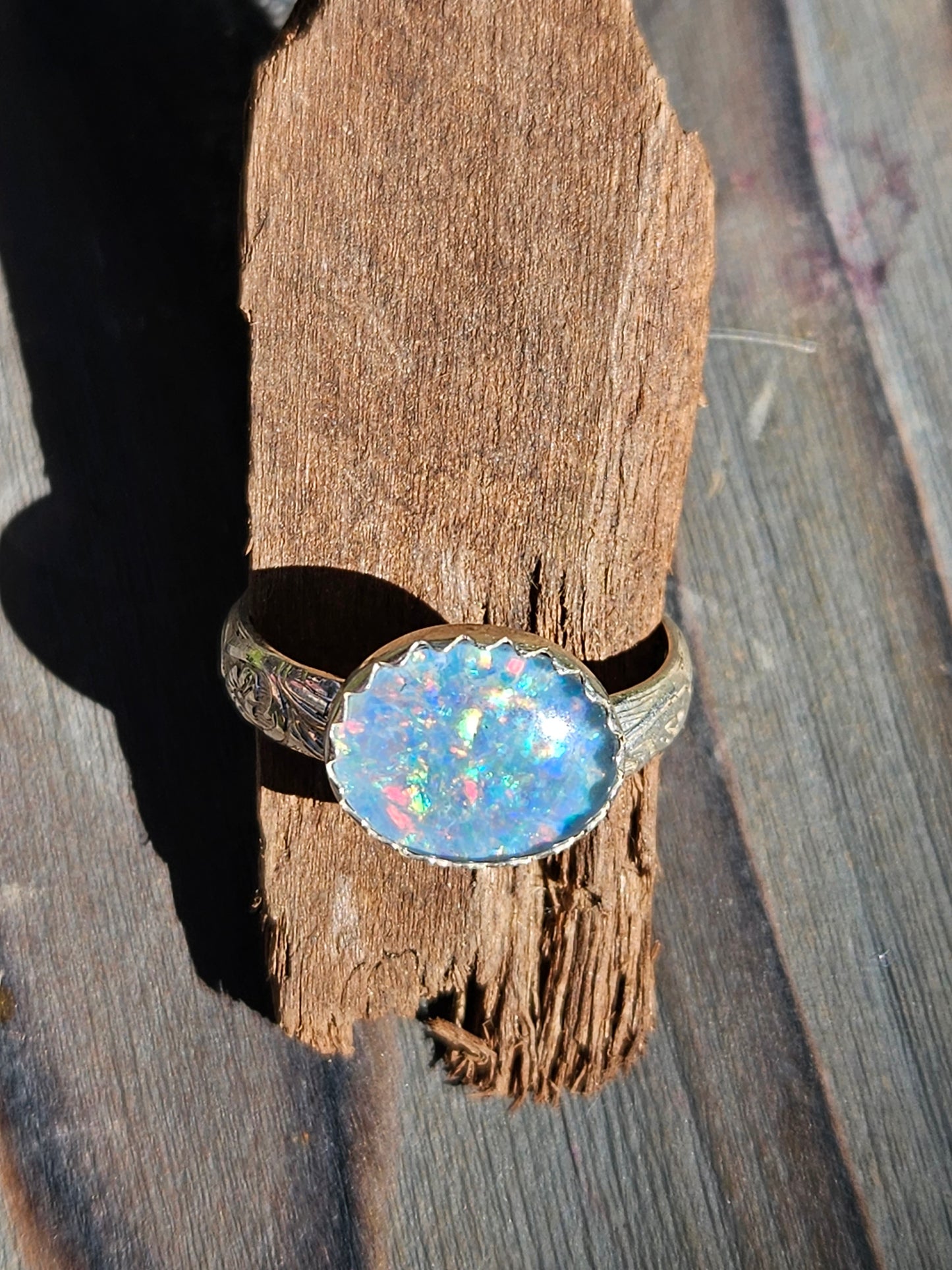 Coober Pedy Opal Ring, Size 8
