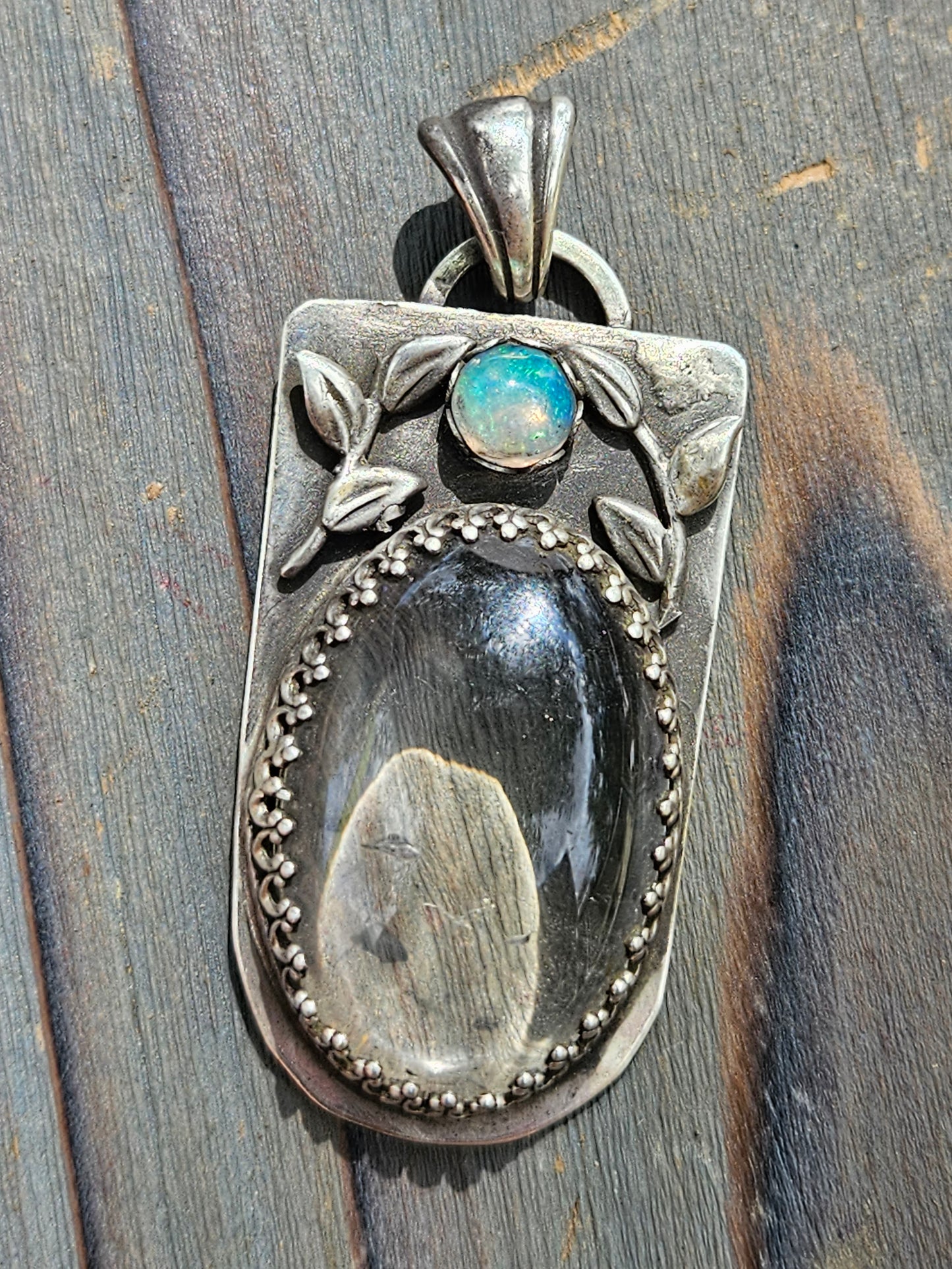 "Abignale" Quartz with Ethiopian Opal Accent and Vines