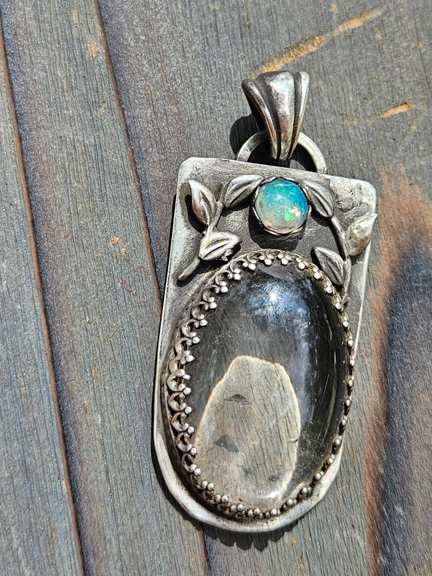 "Abignale" Quartz with Ethiopian Opal Accent and Vines