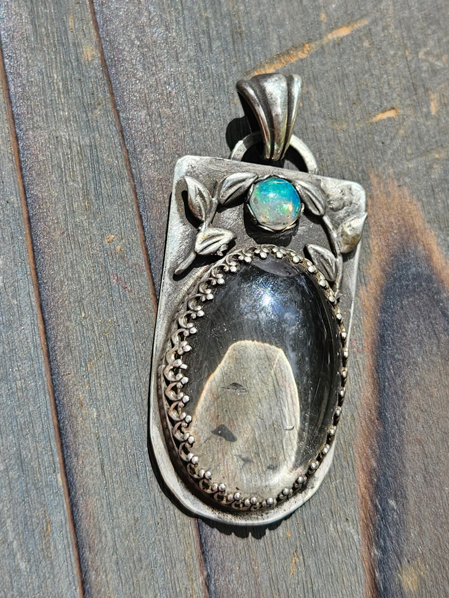 "Abignale" Quartz with Ethiopian Opal Accent and Vines