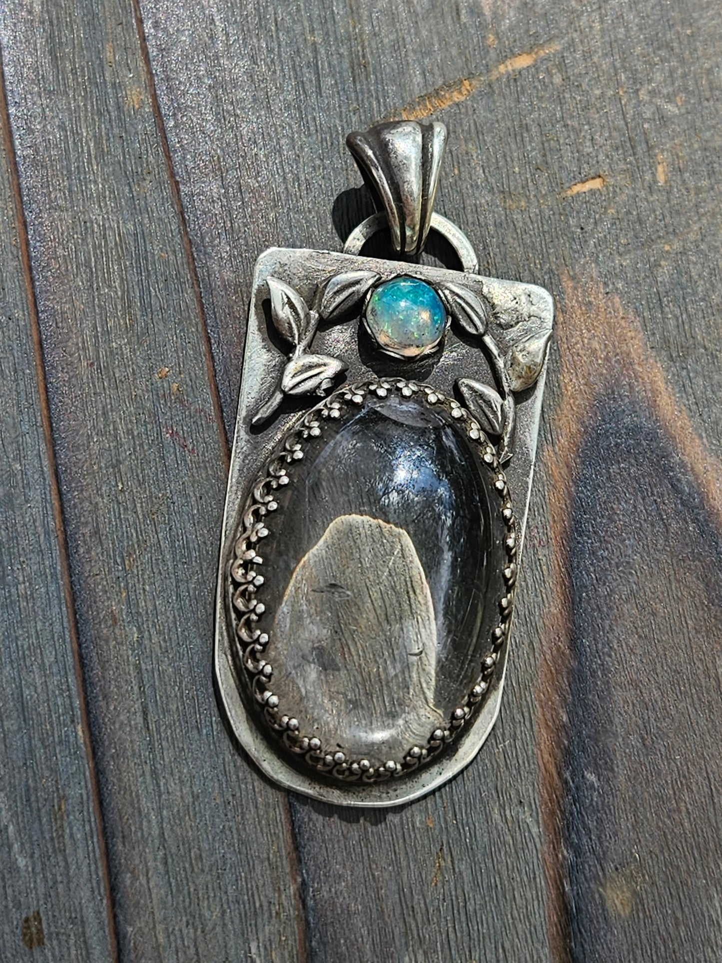 "Abignale" Quartz with Ethiopian Opal Accent and Vines