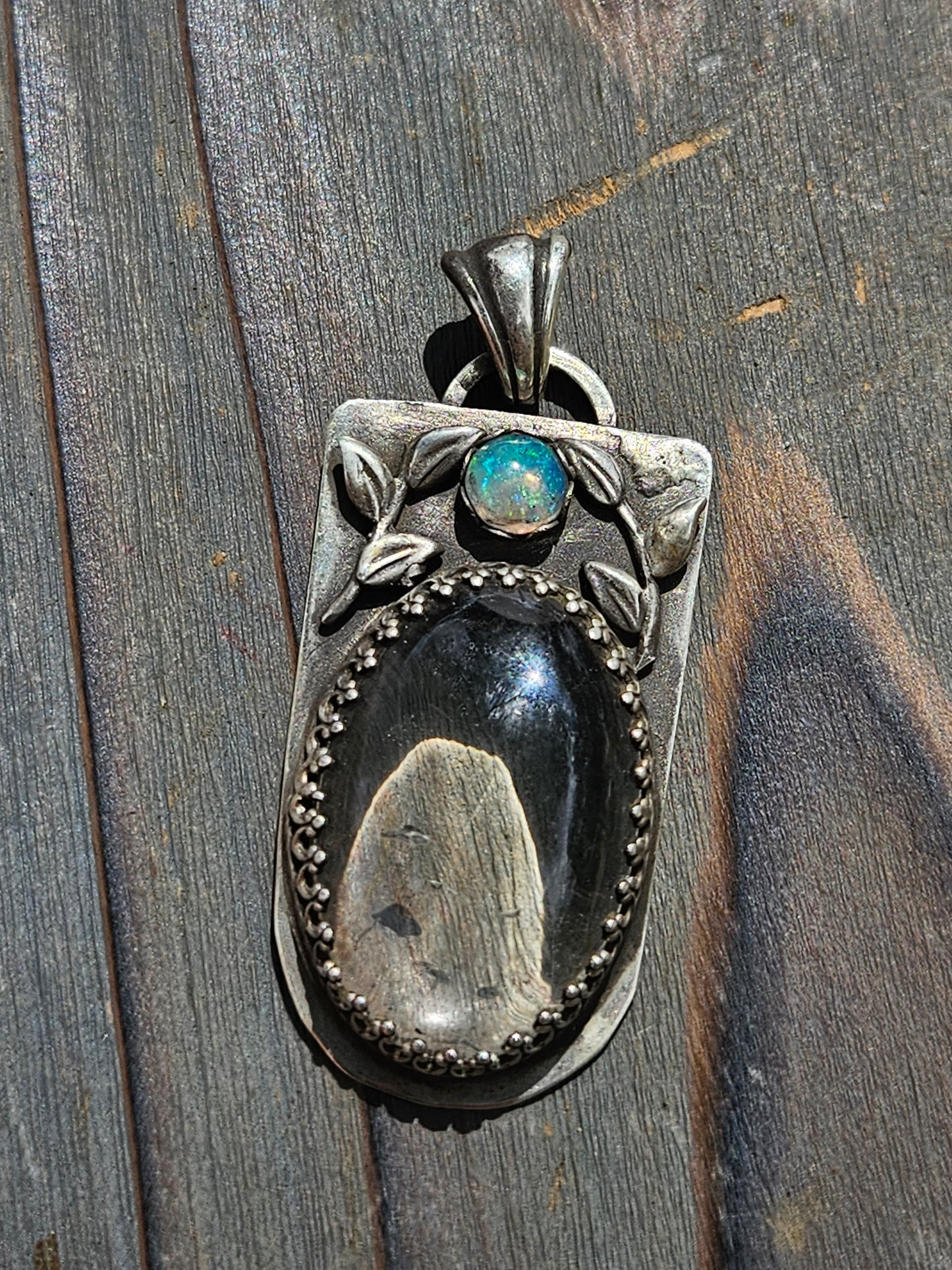 "Abignale" Quartz with Ethiopian Opal Accent and Vines