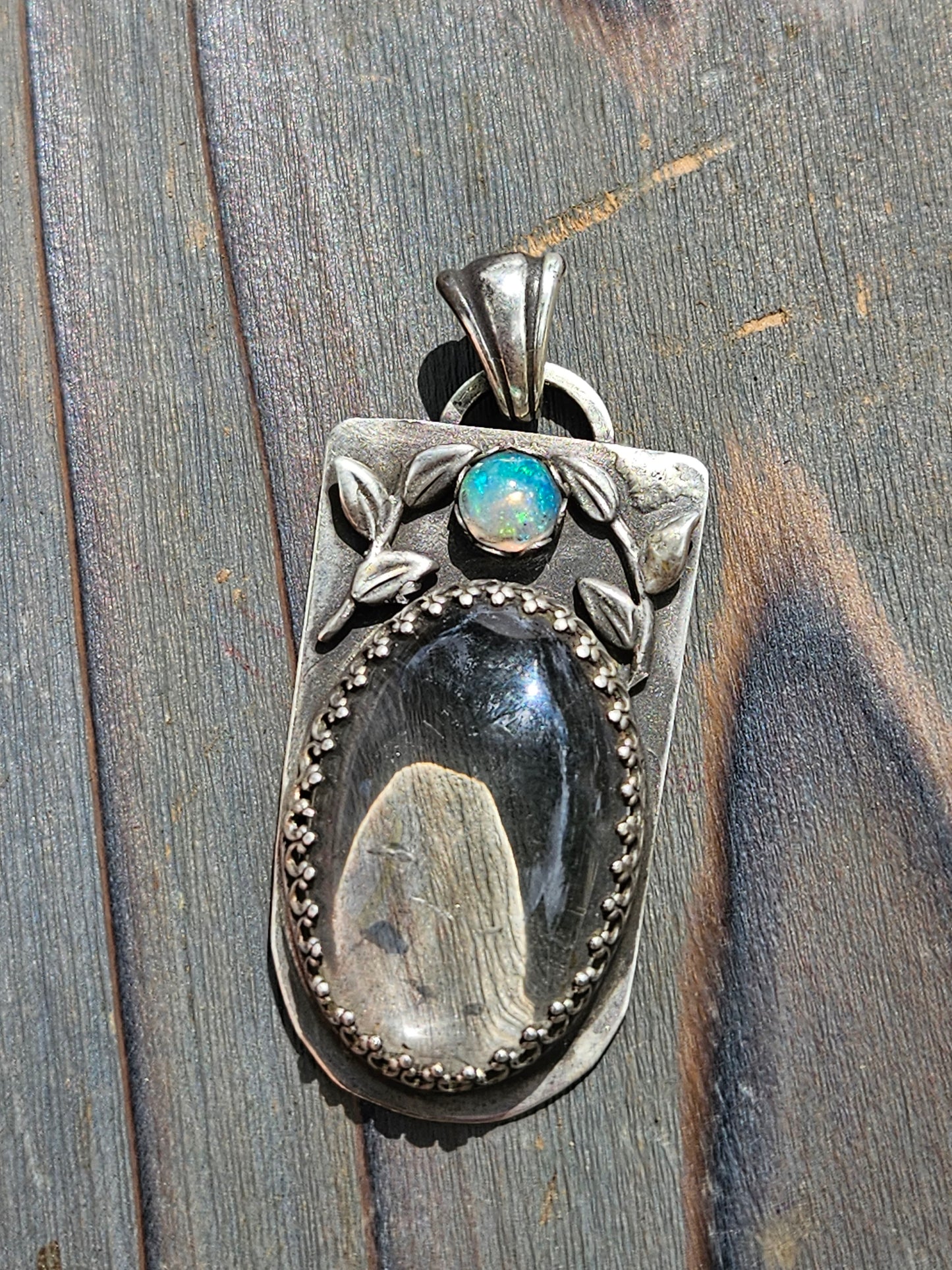 "Abignale" Quartz with Ethiopian Opal Accent and Vines