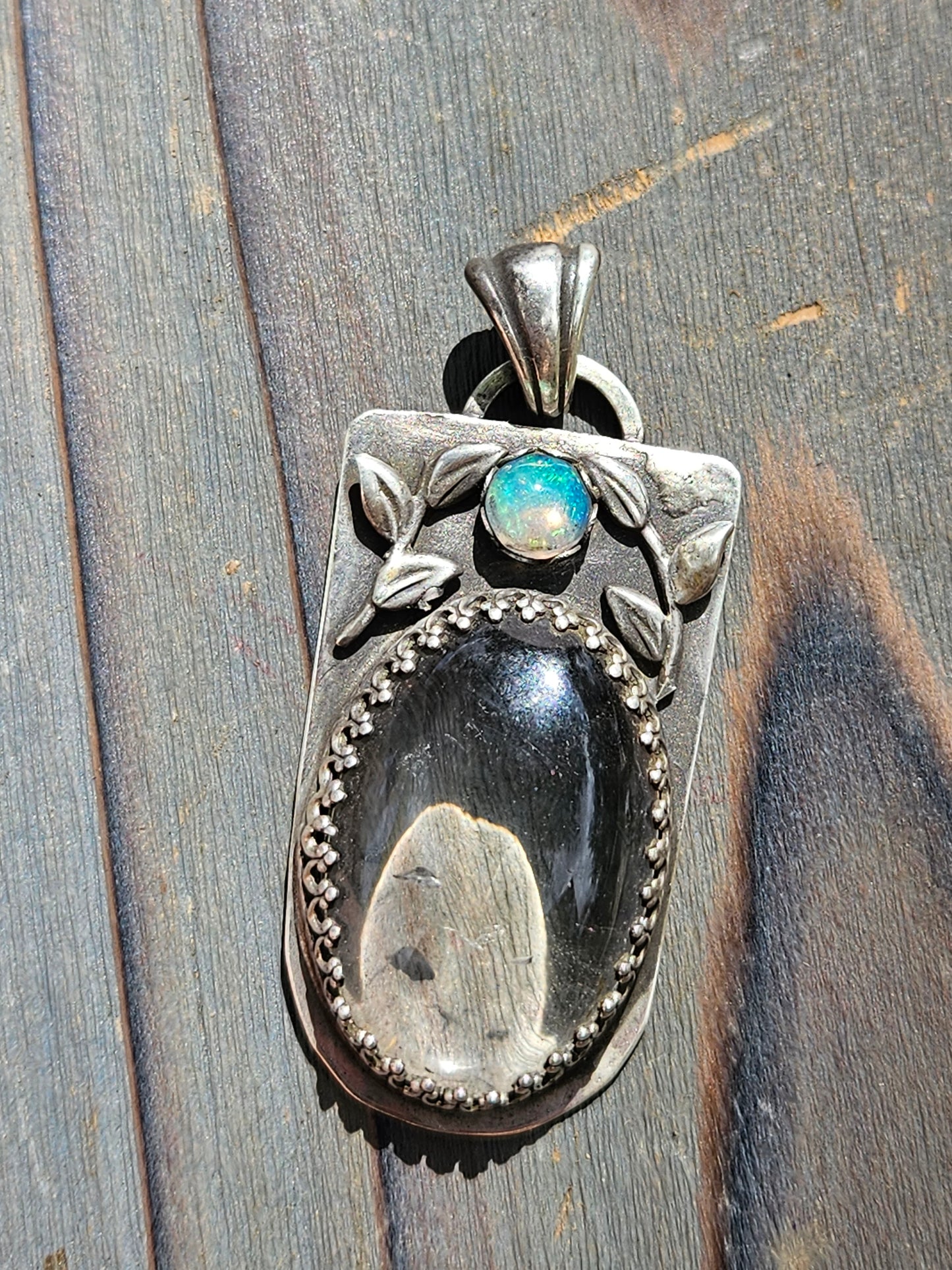 "Abignale" Quartz with Ethiopian Opal Accent and Vines