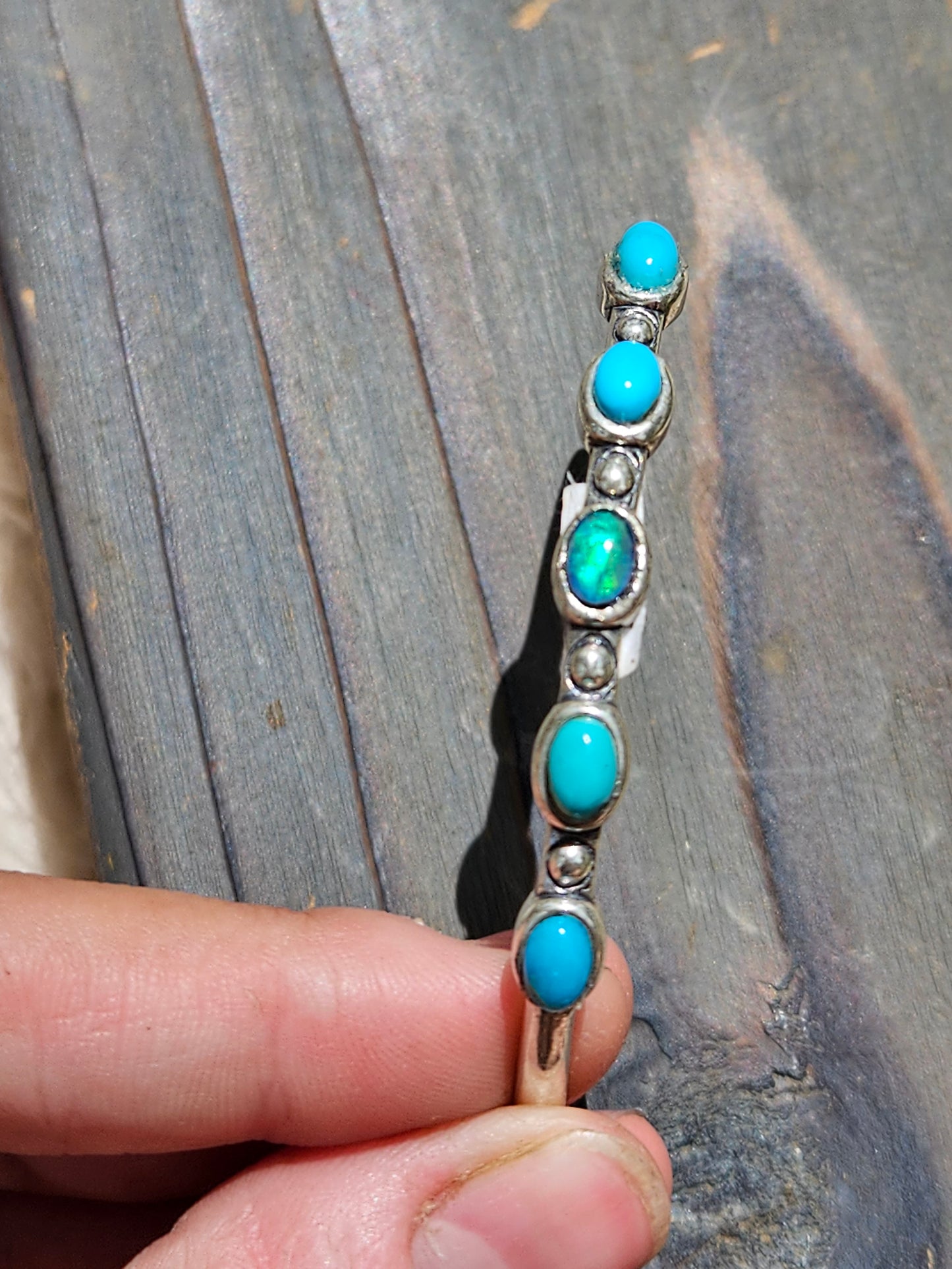 Black Opal and Turquoise Cuff Bracelet