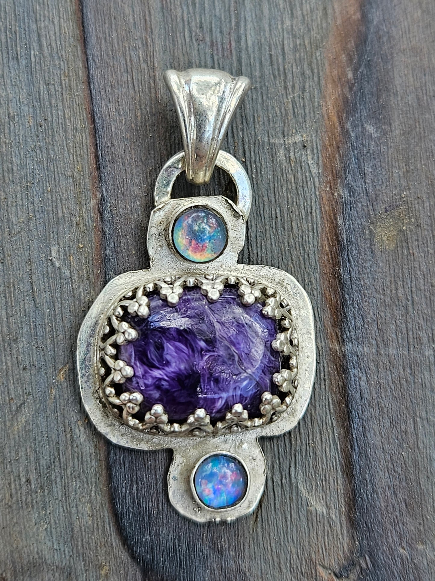 Charorite and Black Opal Pendant