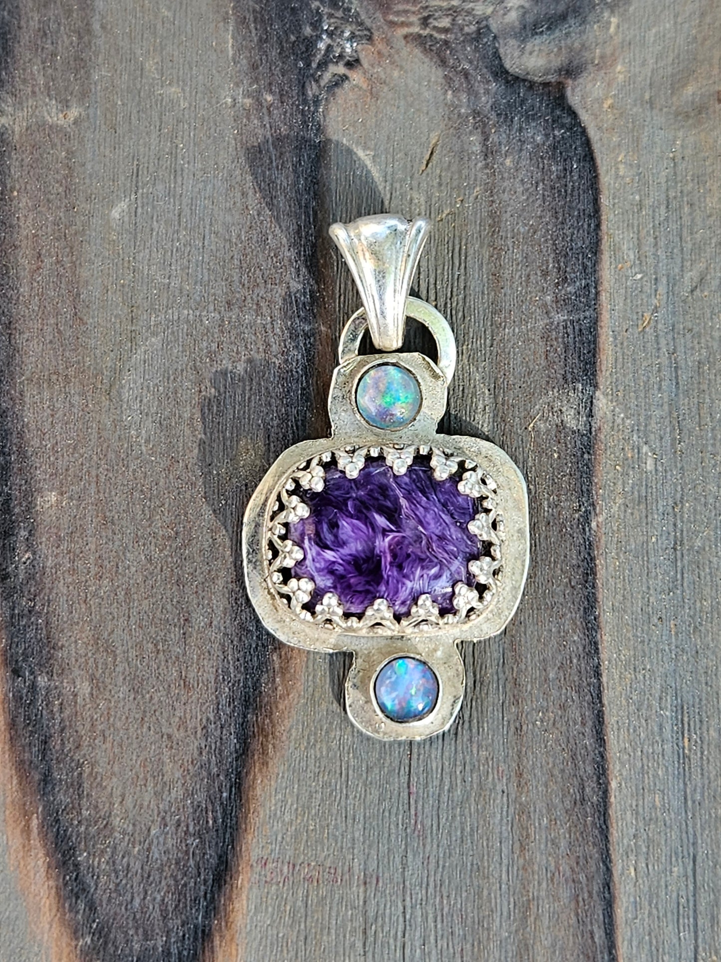 Charorite and Black Opal Pendant