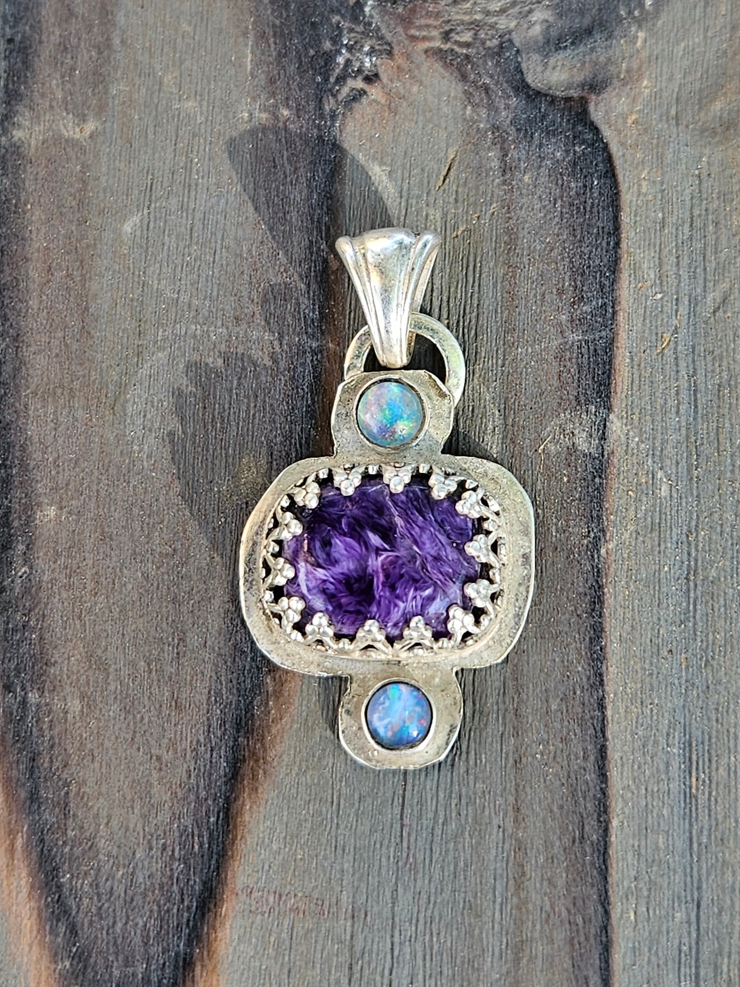 Charorite and Black Opal Pendant