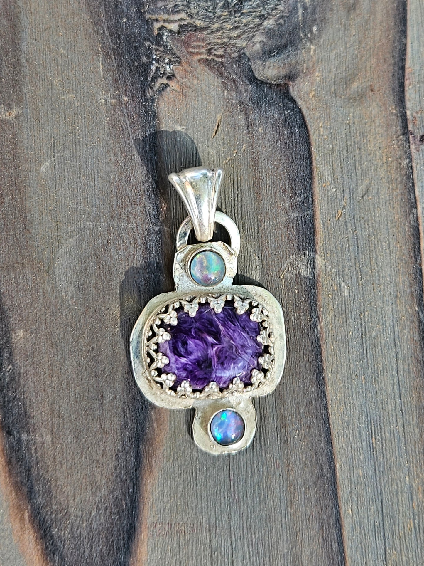 Charorite and Black Opal Pendant