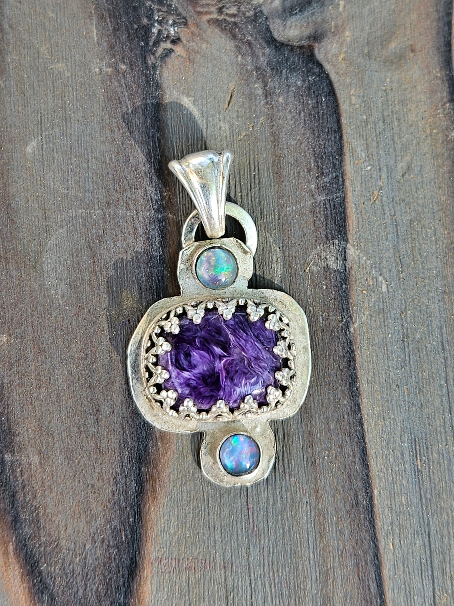 Charorite and Black Opal Pendant