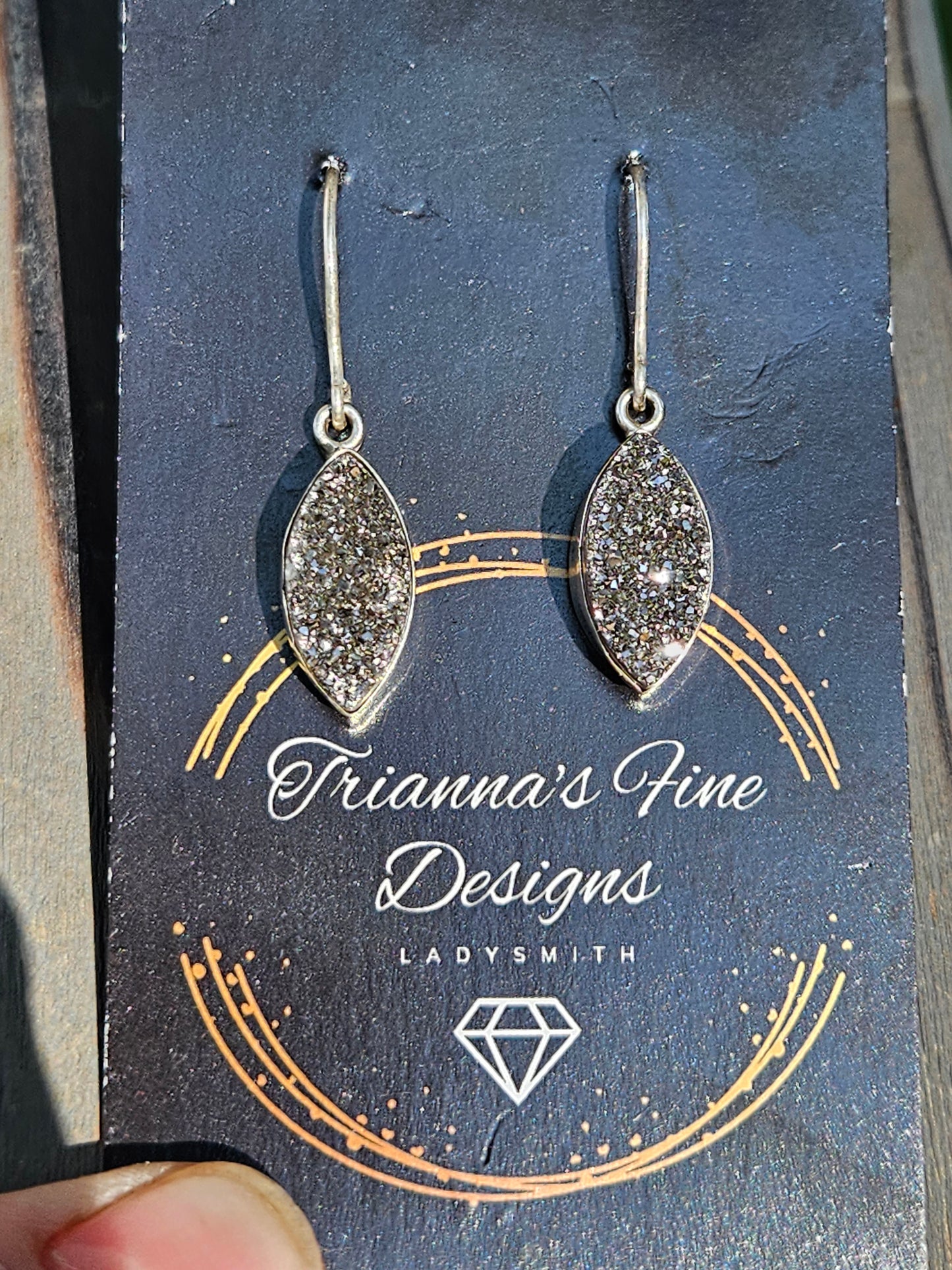 Titanium Drusy Dangle Earrings