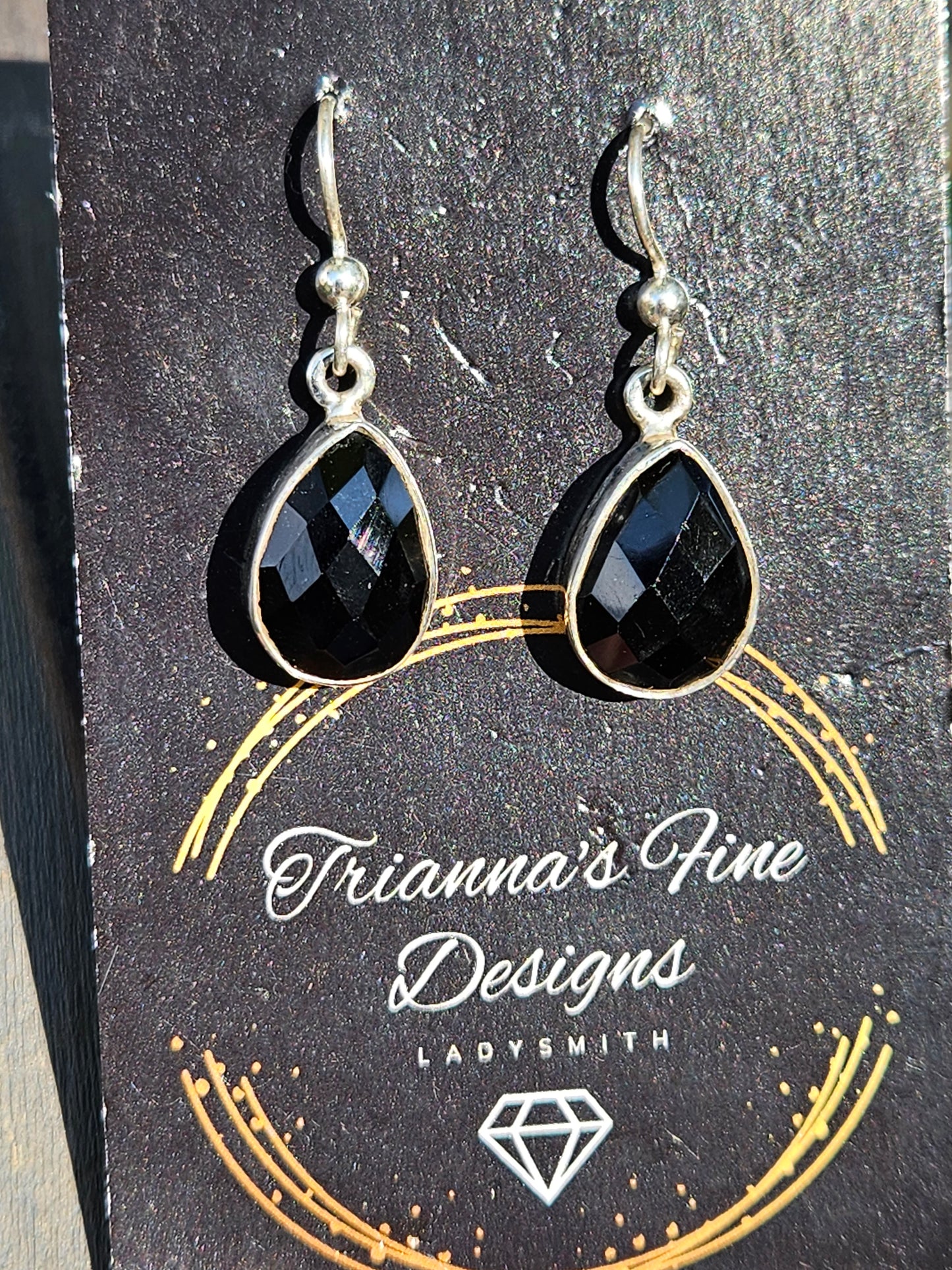 Faceted Onyx Dangle Earrings
