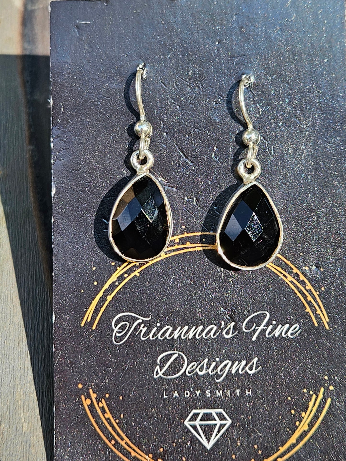 Faceted Onyx Dangle Earrings