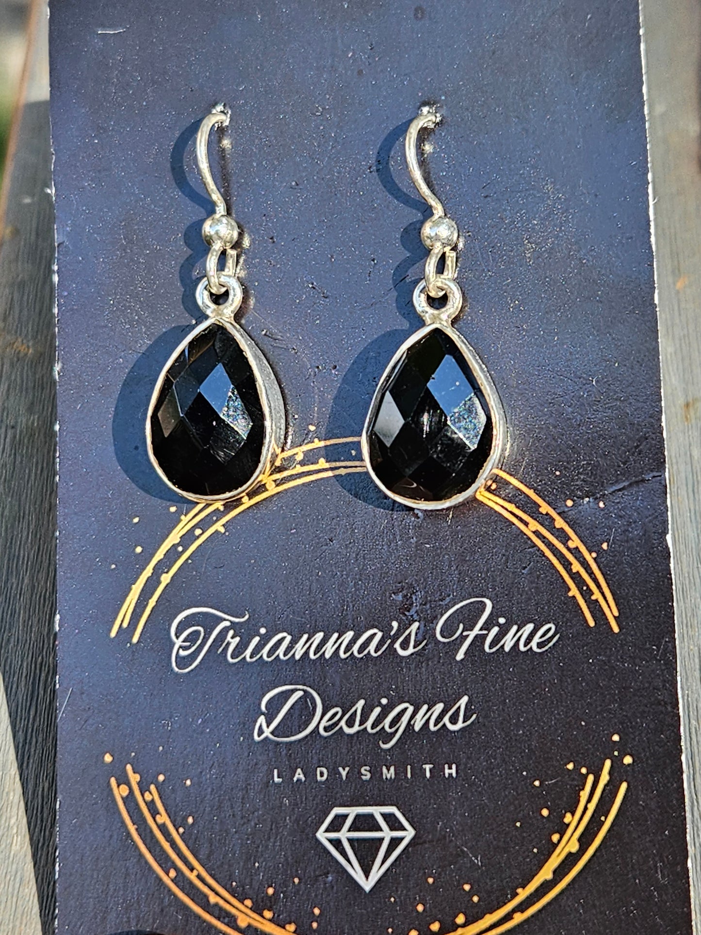 Faceted Onyx Dangle Earrings