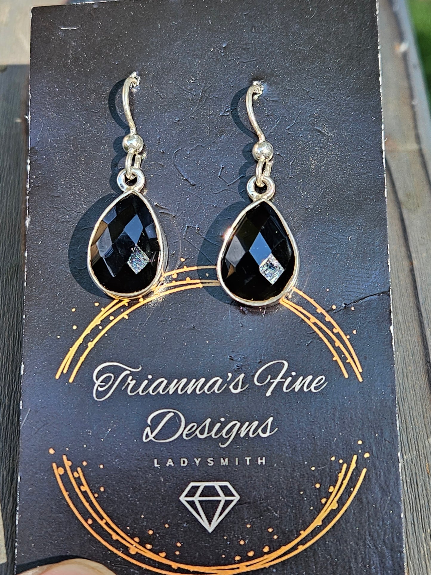 Faceted Onyx Dangle Earrings