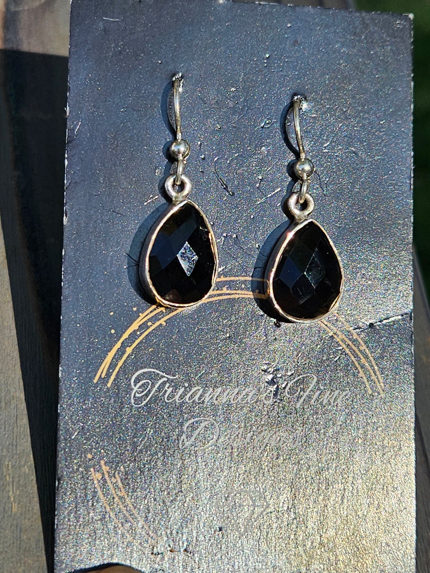 Faceted Onyx Dangle Earrings