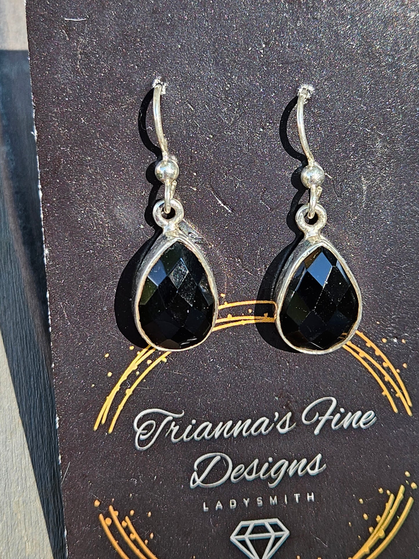 Faceted Onyx Dangle Earrings