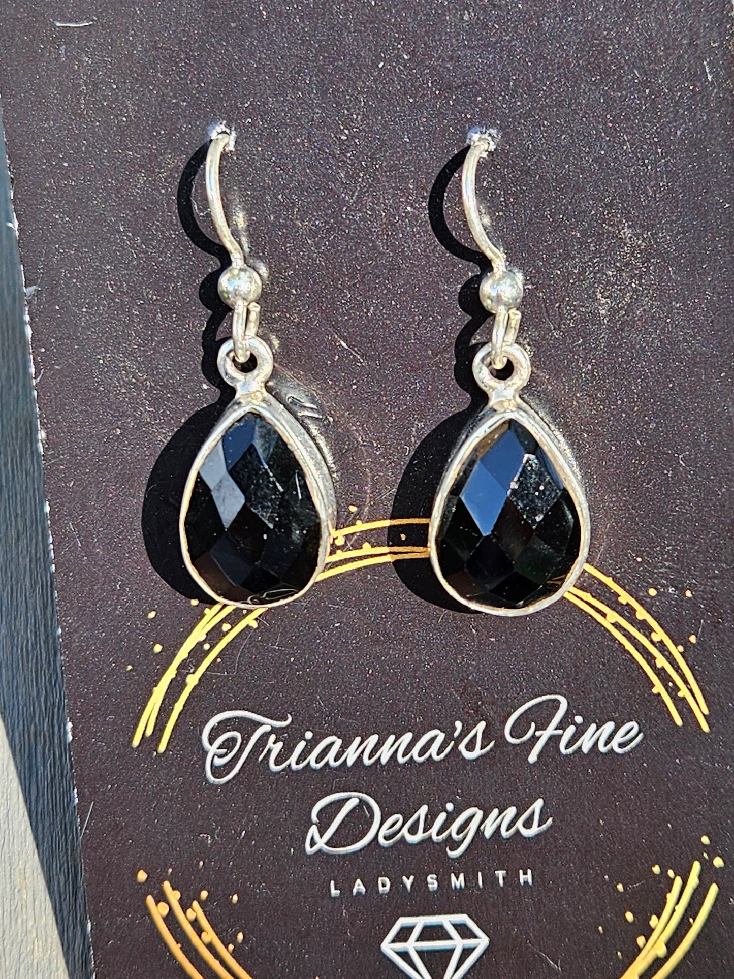 Faceted Onyx Dangle Earrings