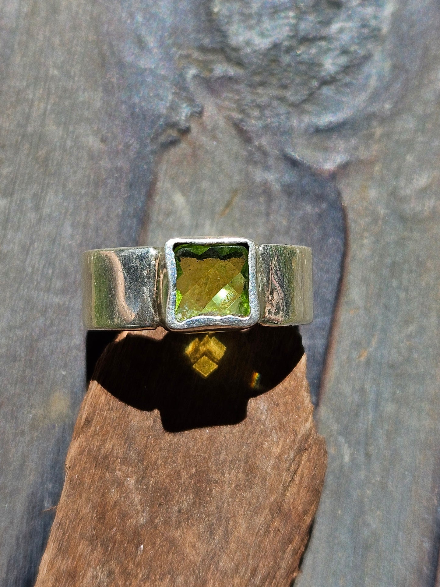 "Check Mate" Peridot Ring, Size 6