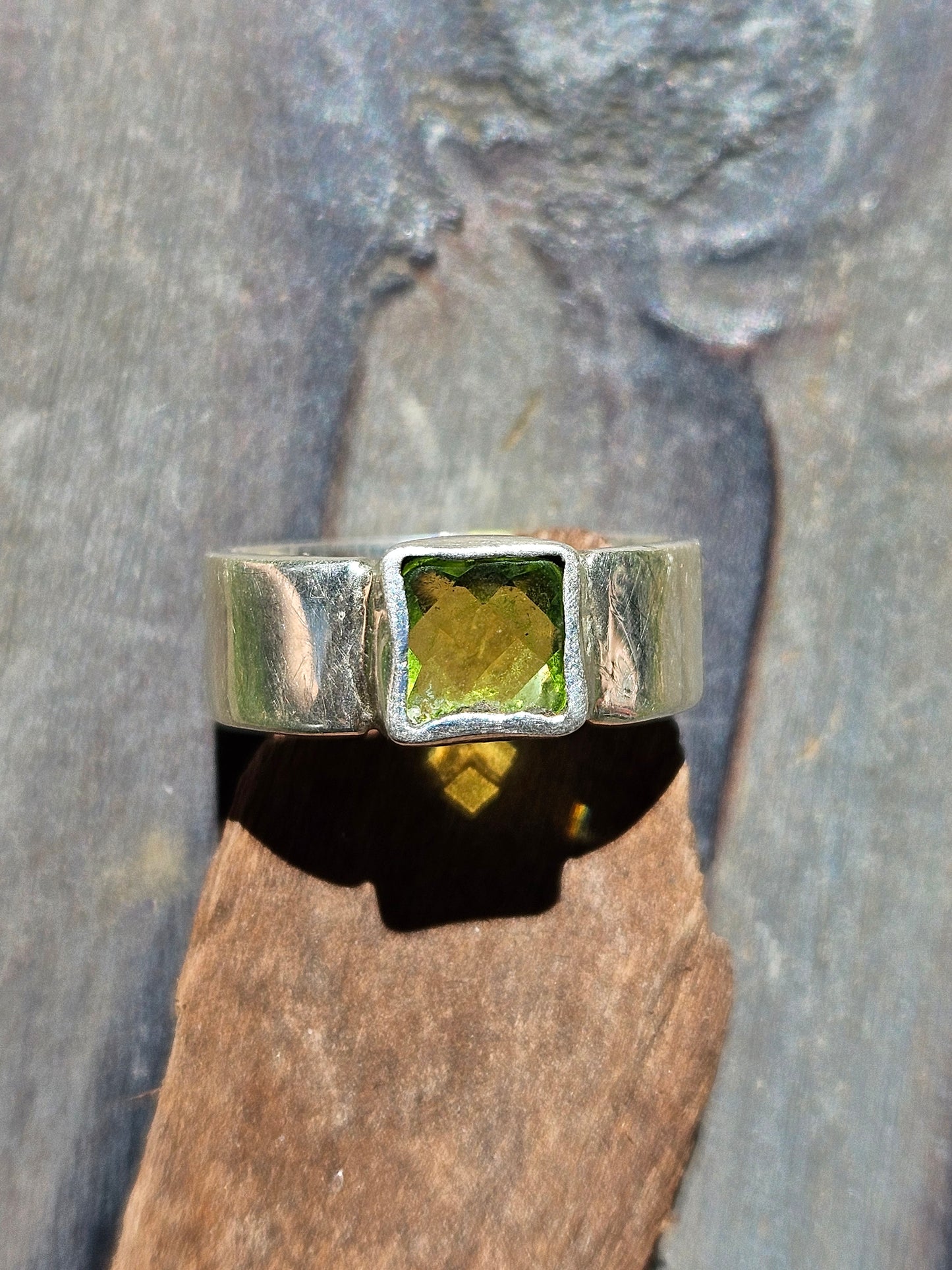 "Check Mate" Peridot Ring, Size 6