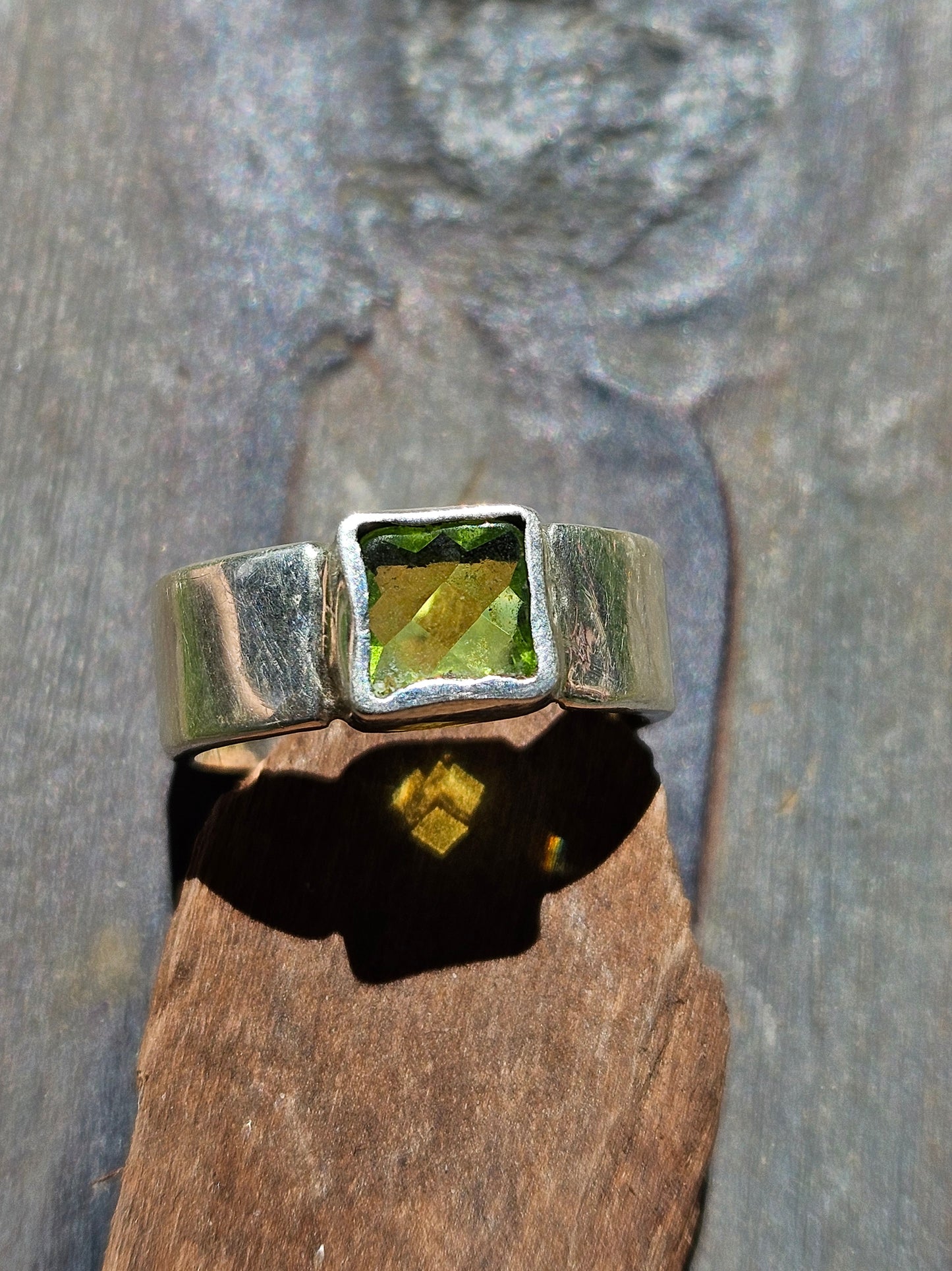 "Check Mate" Peridot Ring, Size 6