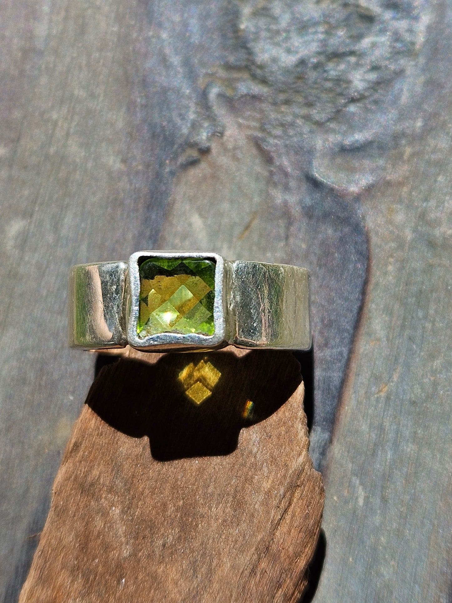 "Check Mate" Peridot Ring, Size 6