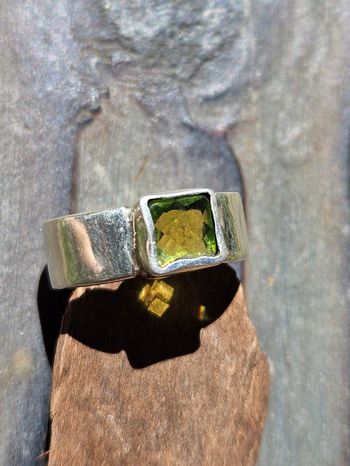 "Check Mate" Peridot Ring, Size 6