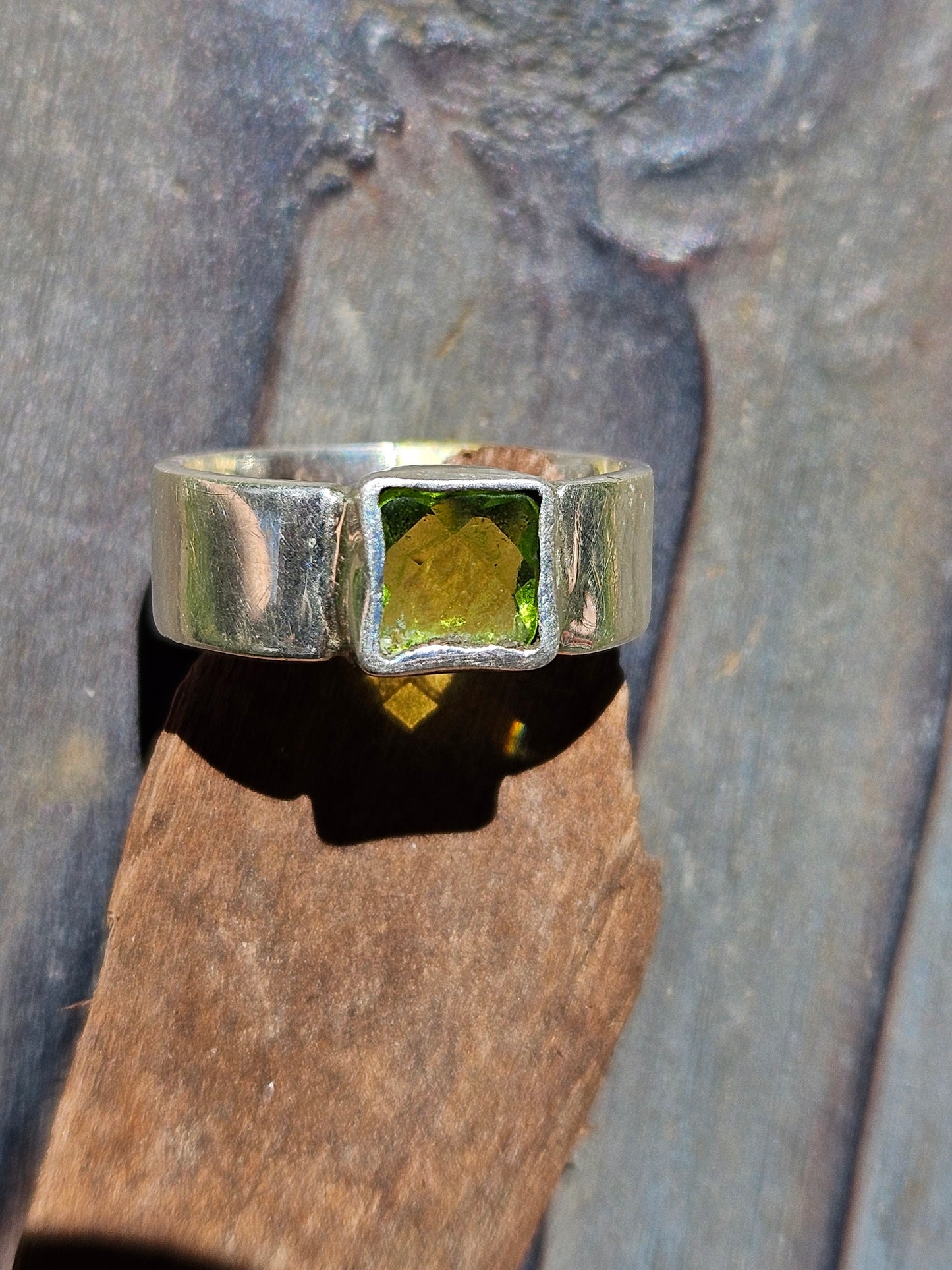 "Check Mate" Peridot Ring, Size 6