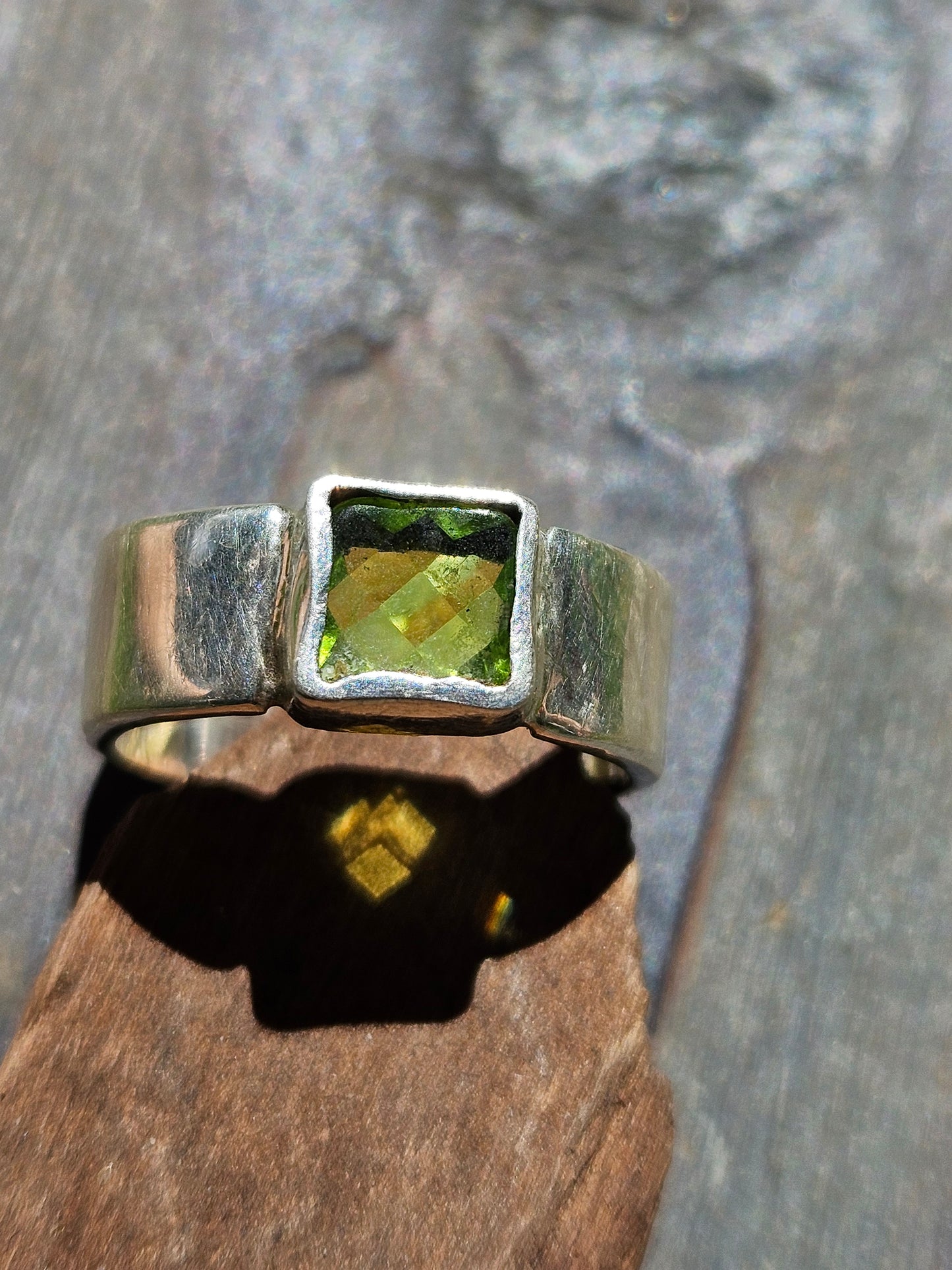 "Check Mate" Peridot Ring, Size 6