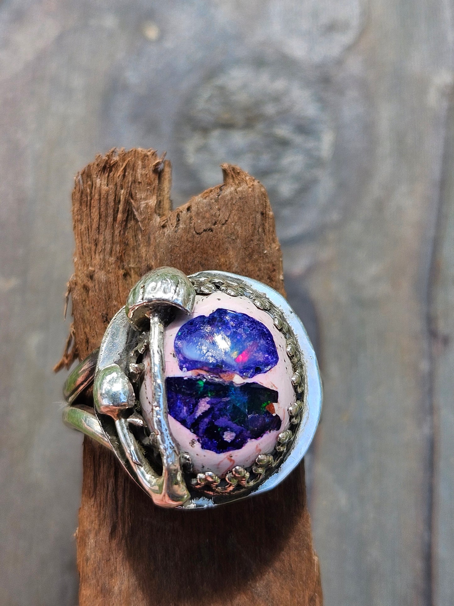 Purple Mushroom Opal Ring, size 9