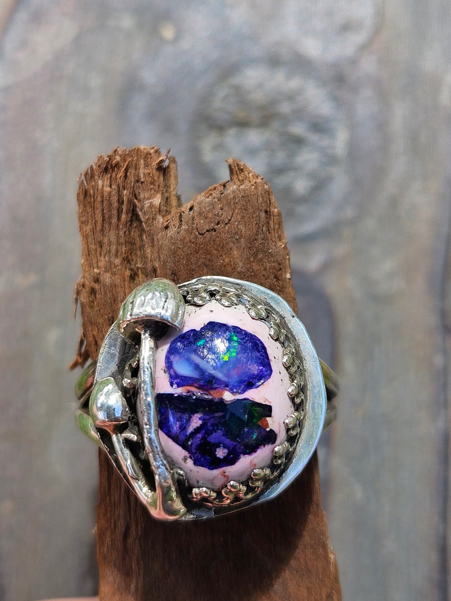 Purple Mushroom Opal Ring, size 9