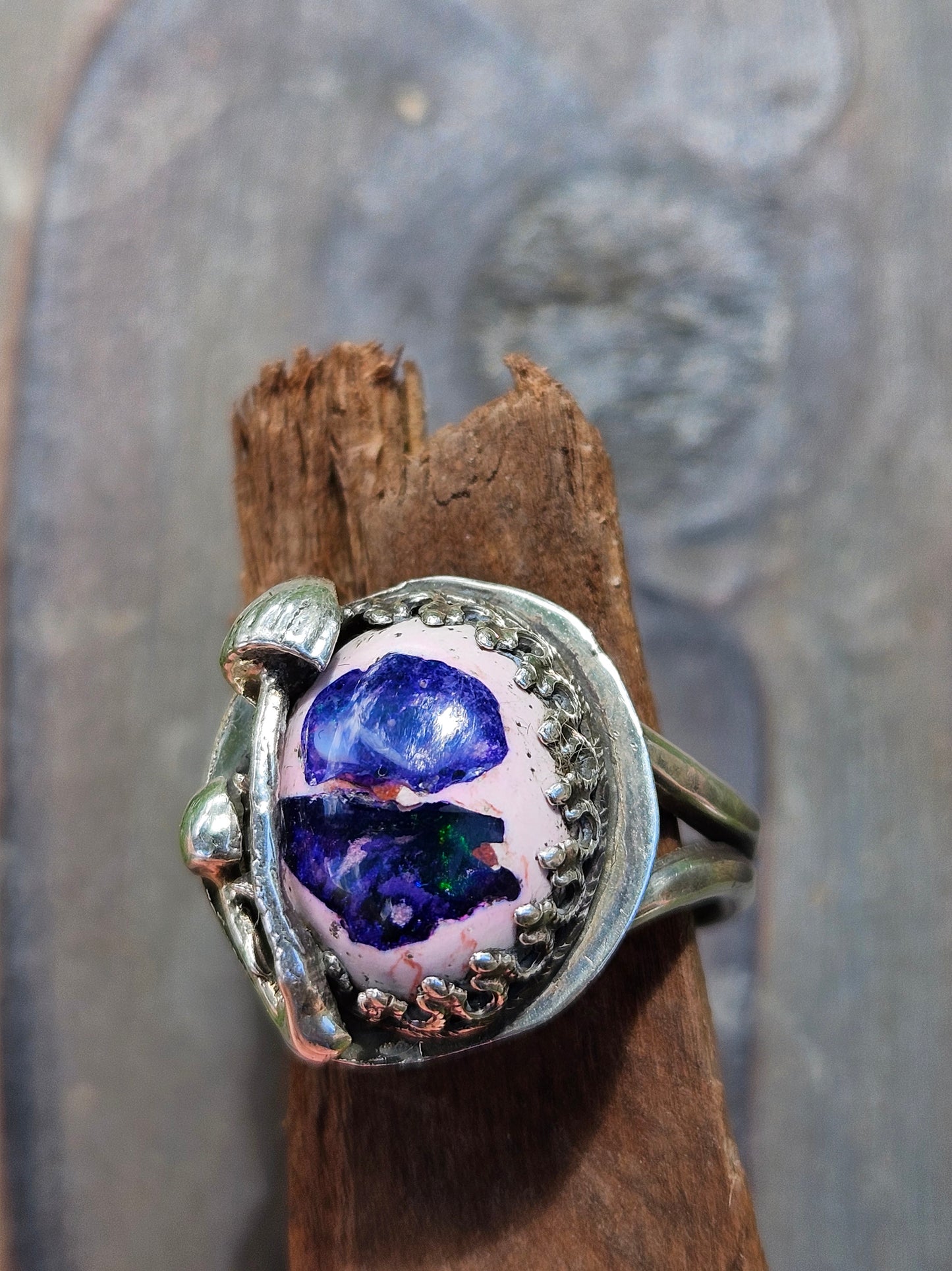 Purple Mushroom Opal Ring, size 9