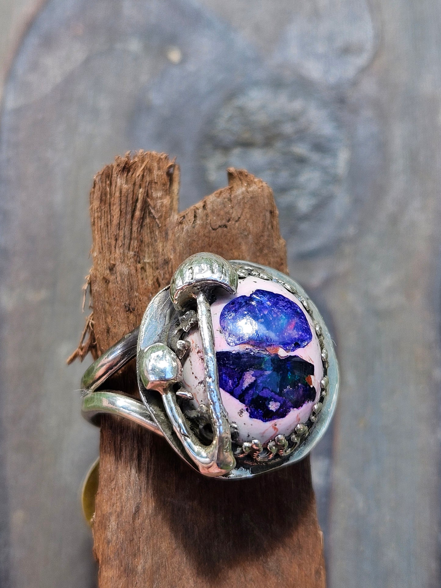 Purple Mushroom Opal Ring, size 9