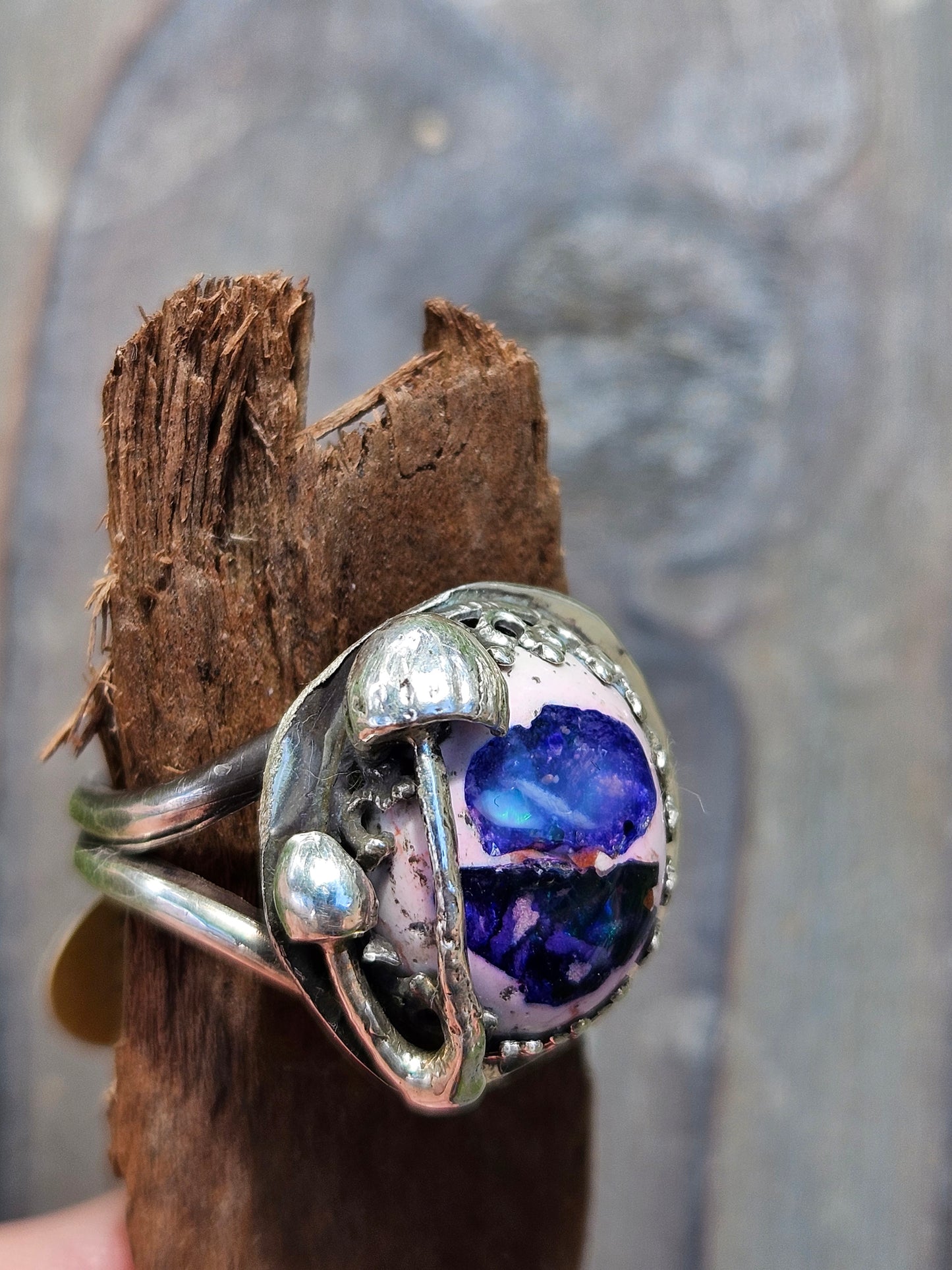 Purple Mushroom Opal Ring, size 9
