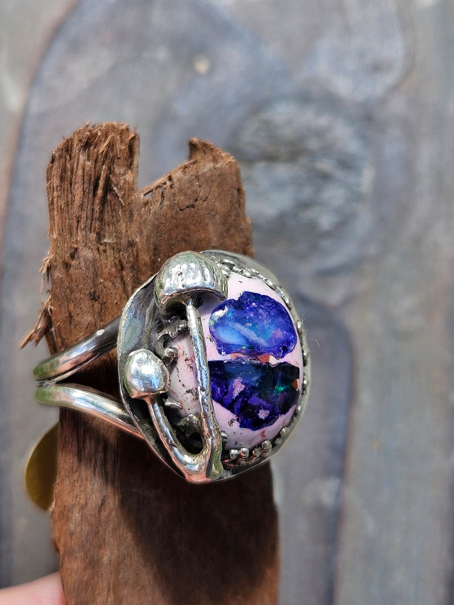 Purple Mushroom Opal Ring, size 9