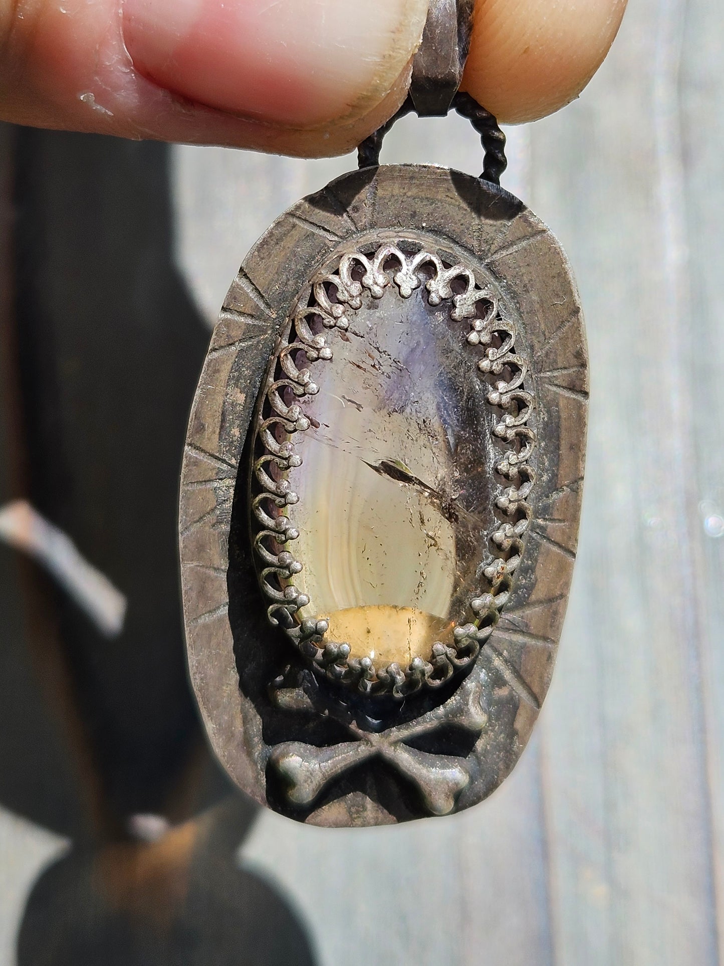 Ametrine and Crossbones Pendant