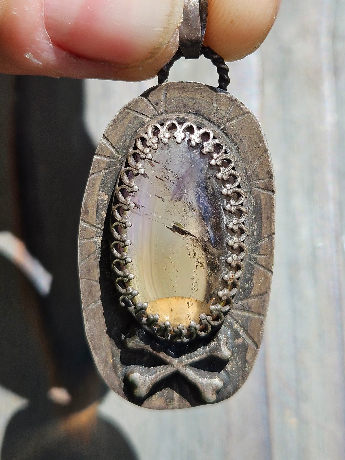 Ametrine and Crossbones Pendant