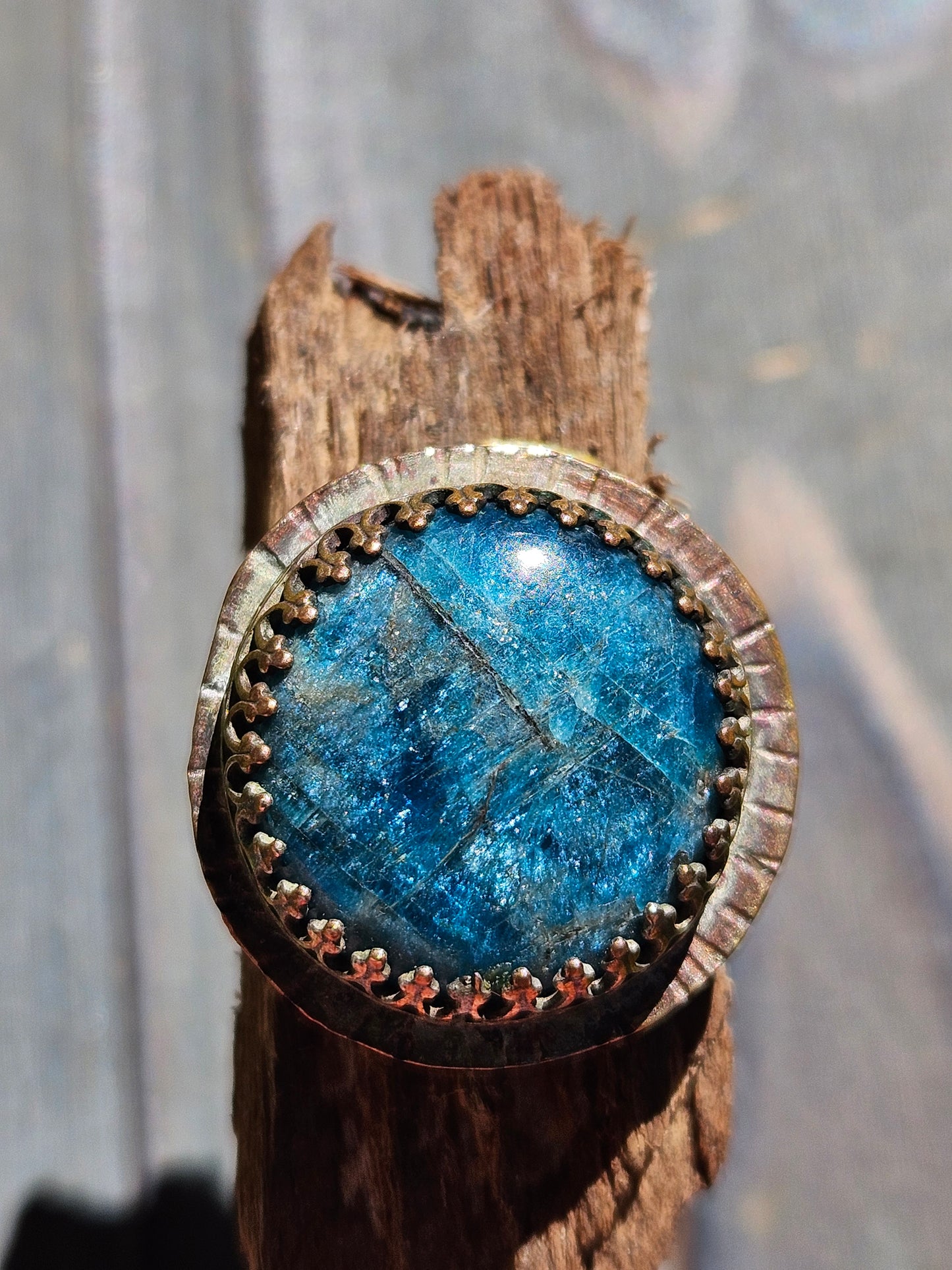 Apatite in Copper Ring, 8.5
