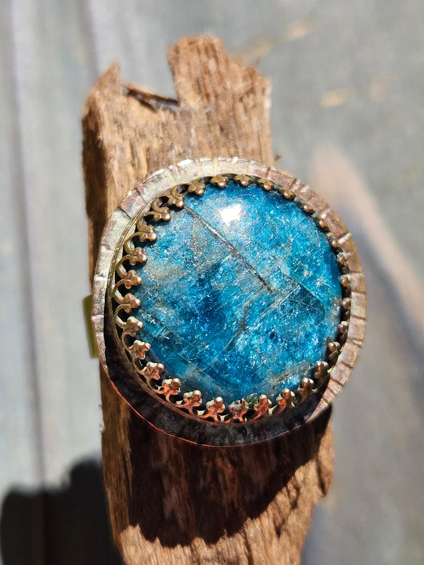 Apatite in Copper Ring, 8.5