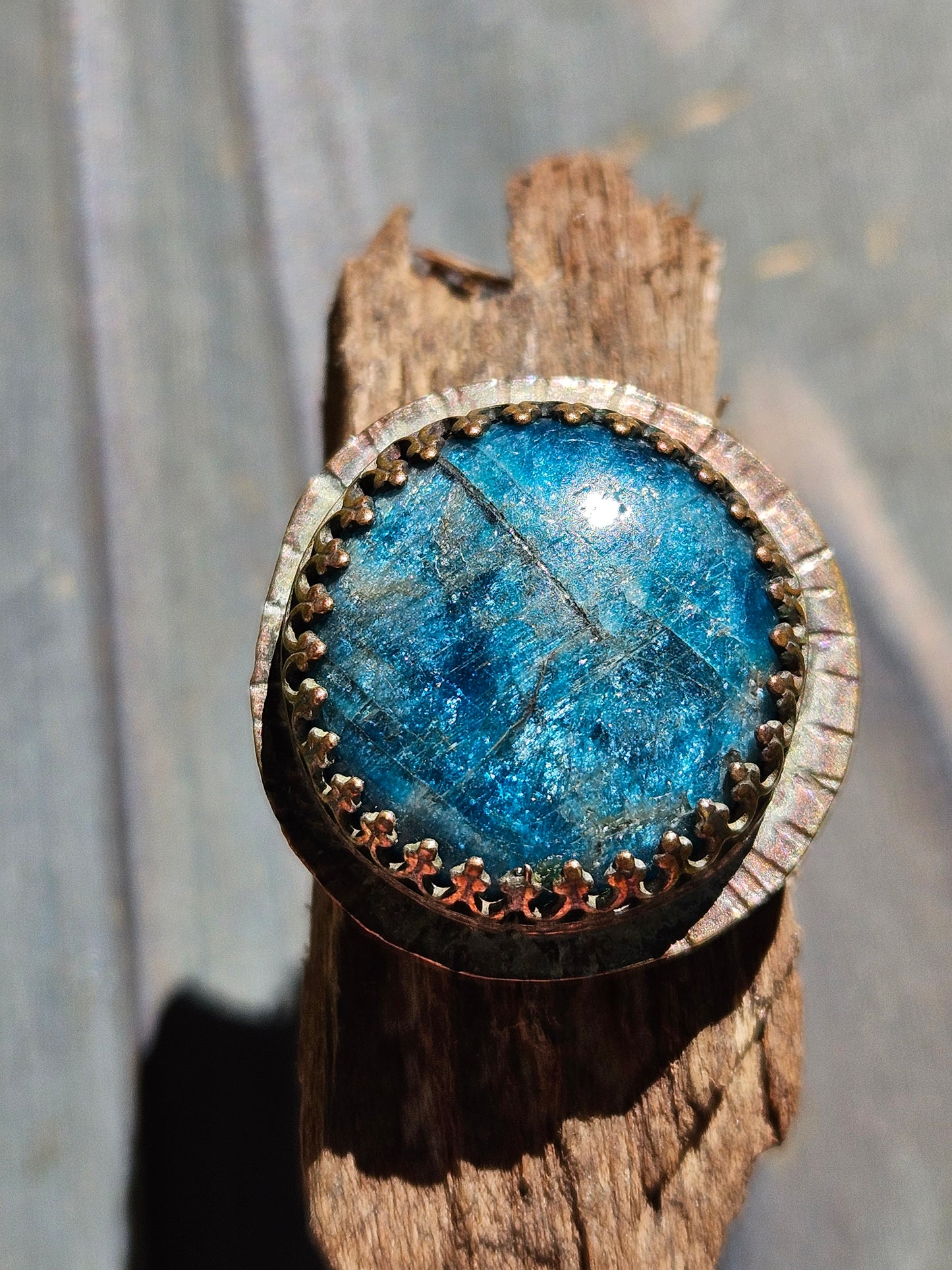 Apatite in Copper Ring, 8.5