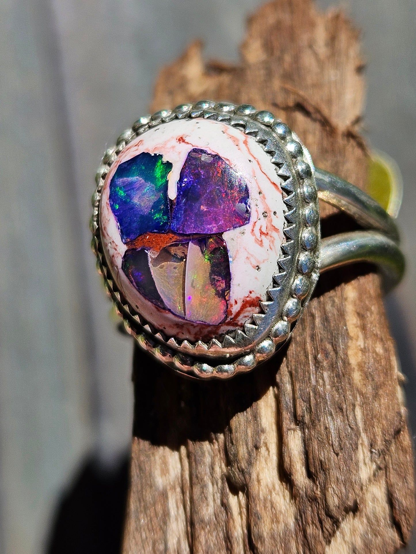 "Threat Level Midnight" Mexican Galaxy Opal Ring, Size 9