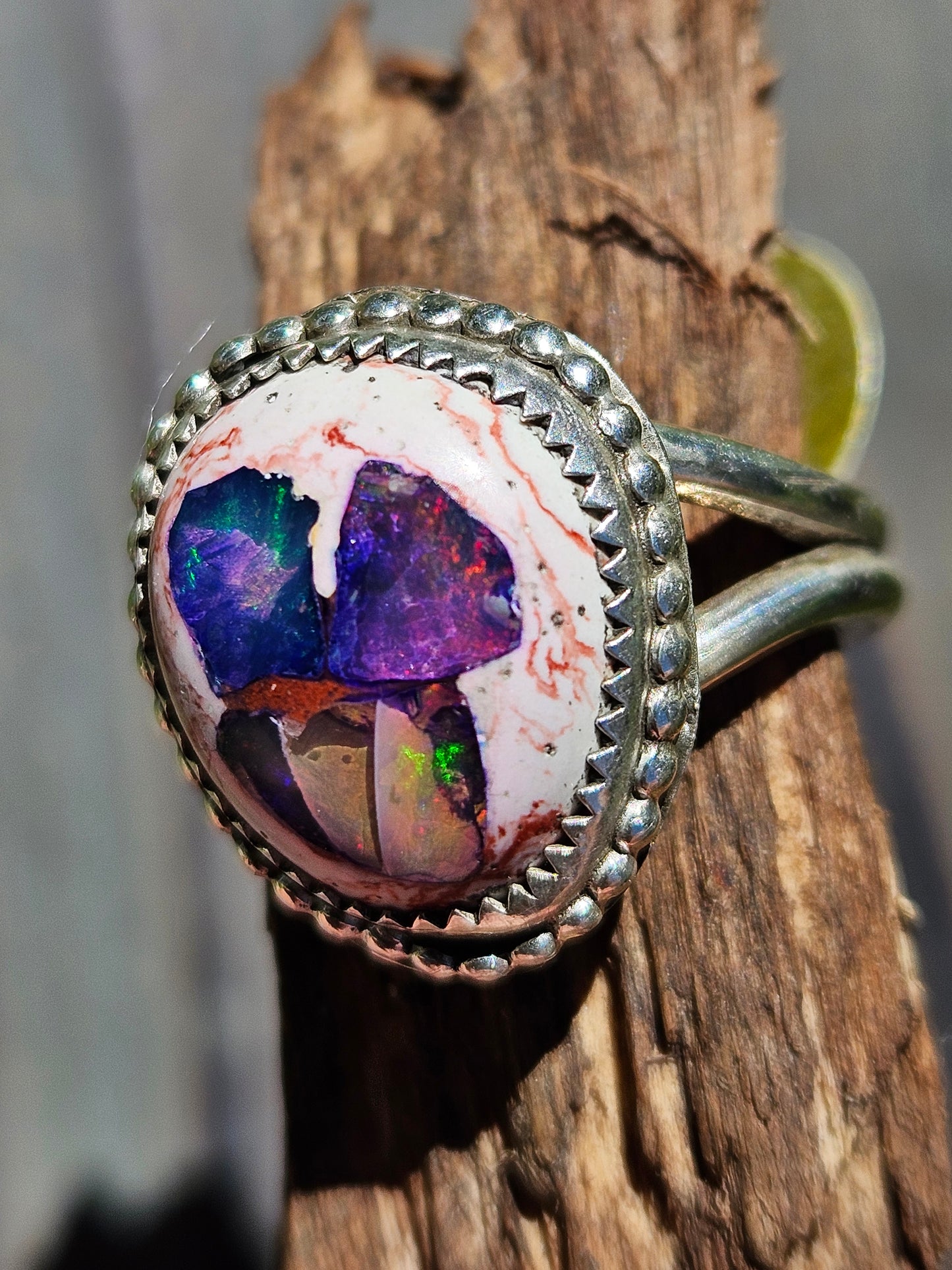 "Threat Level Midnight" Mexican Galaxy Opal Ring, Size 9