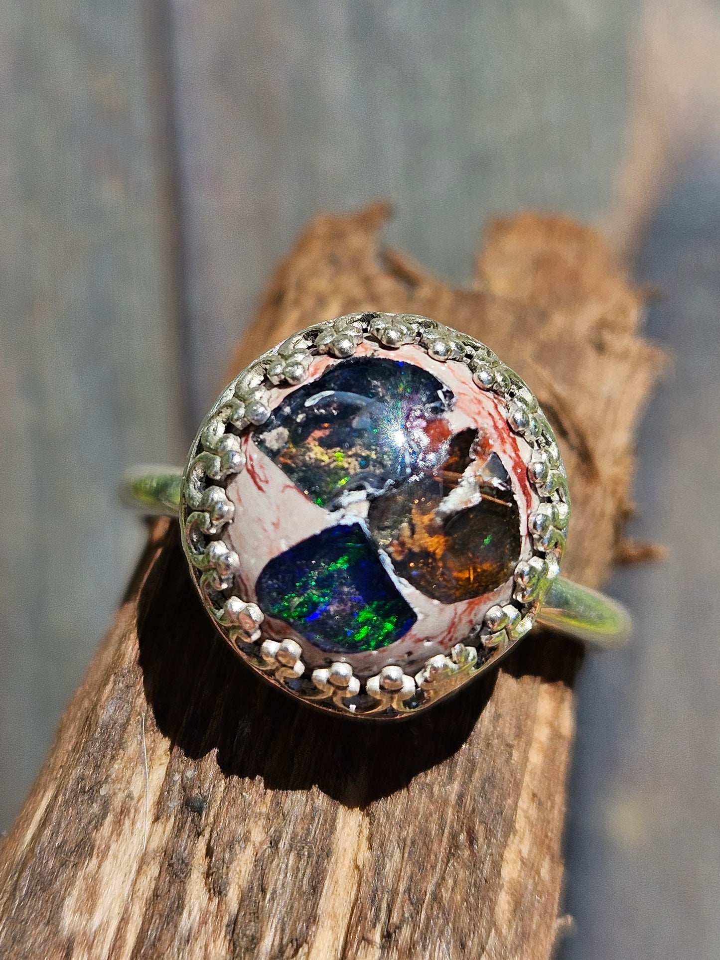 "Candy" Mexican Galaxy Opal Ring, Size 7