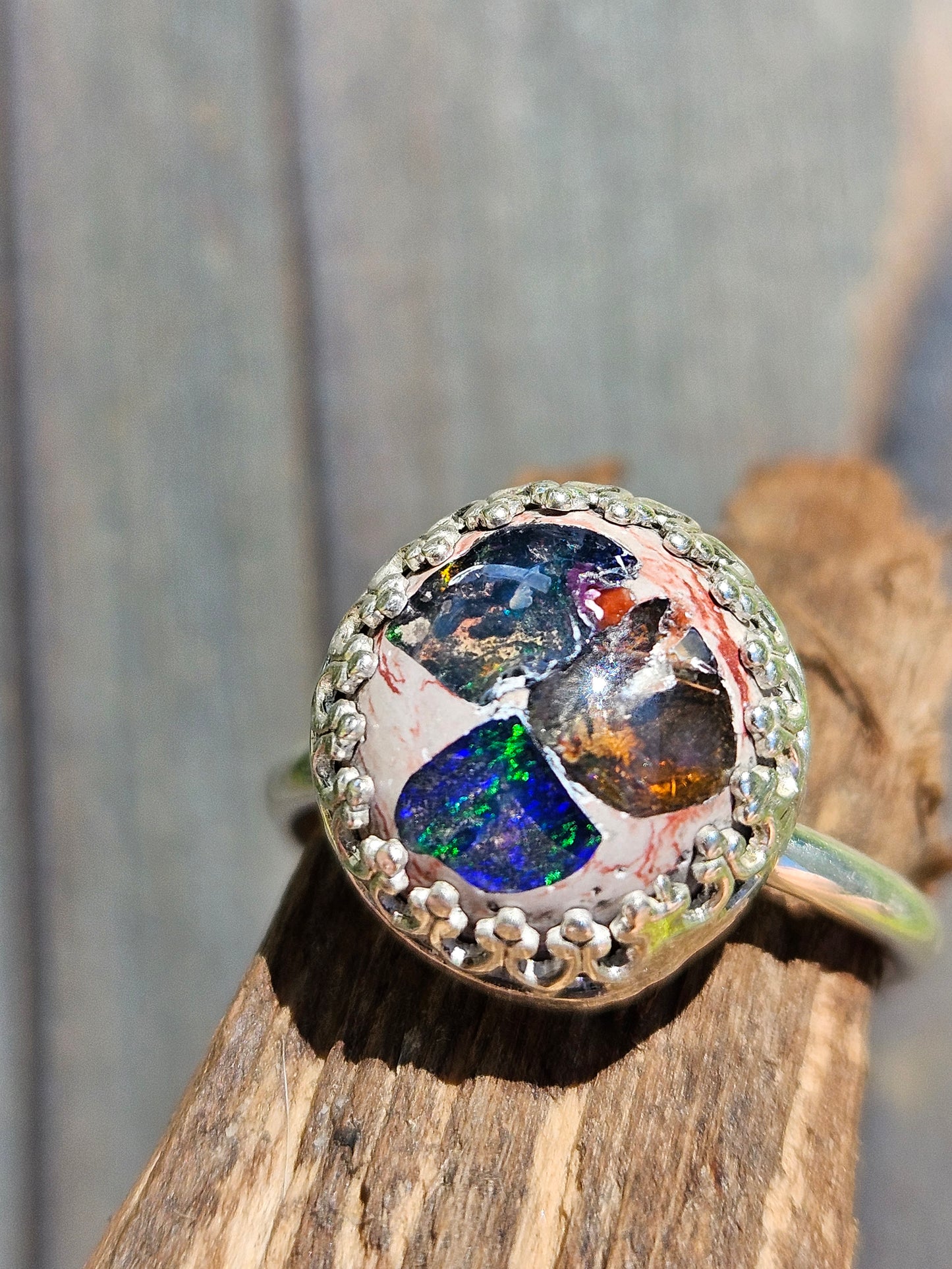 "Candy" Mexican Galaxy Opal Ring, Size 7