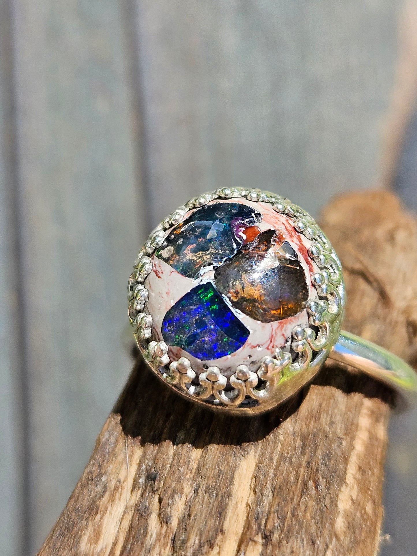"Candy" Mexican Galaxy Opal Ring, Size 7