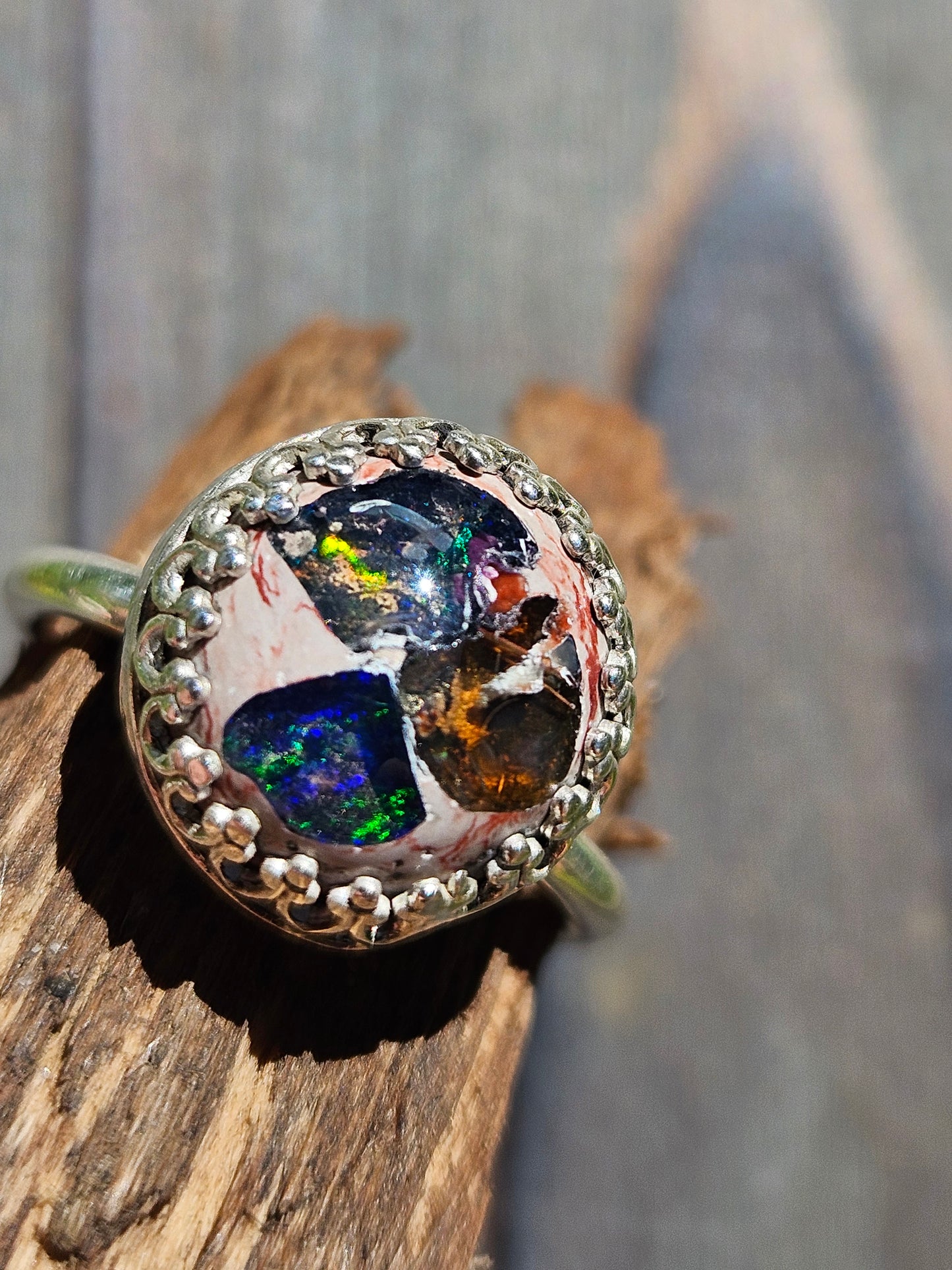 "Candy" Mexican Galaxy Opal Ring, Size 7