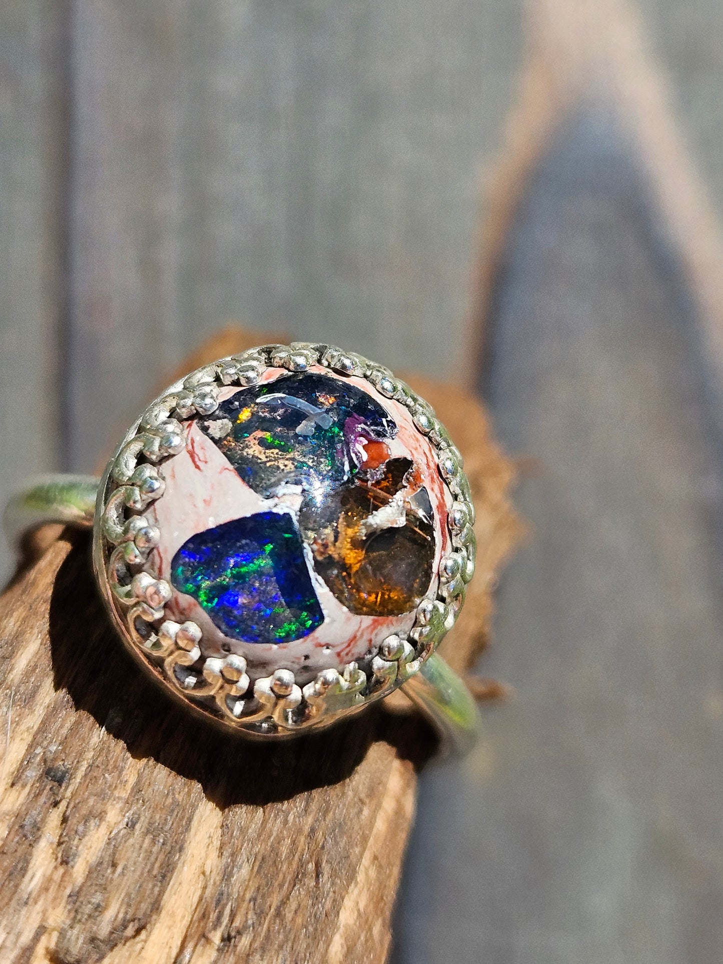 "Candy" Mexican Galaxy Opal Ring, Size 7