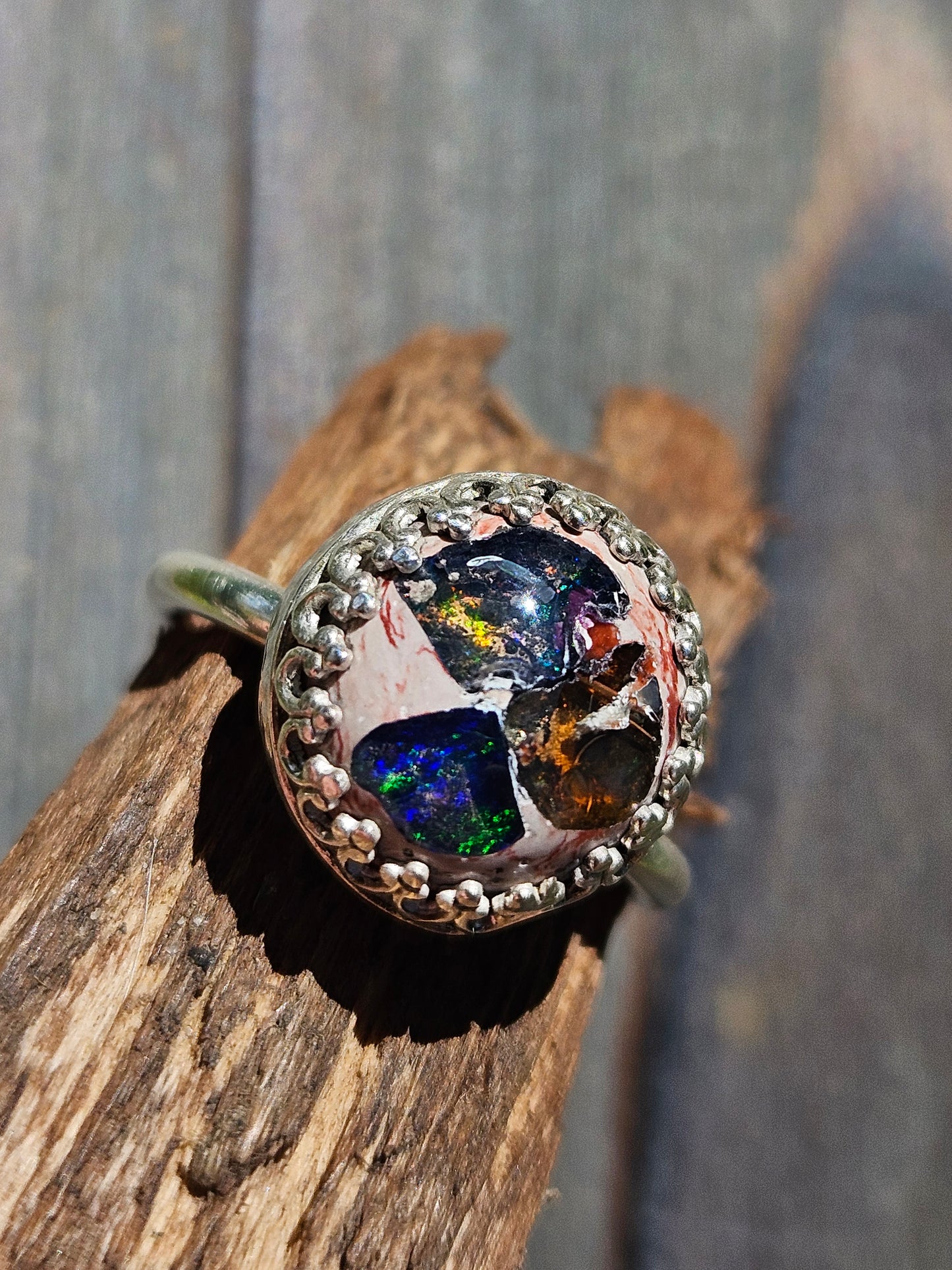 "Candy" Mexican Galaxy Opal Ring, Size 7