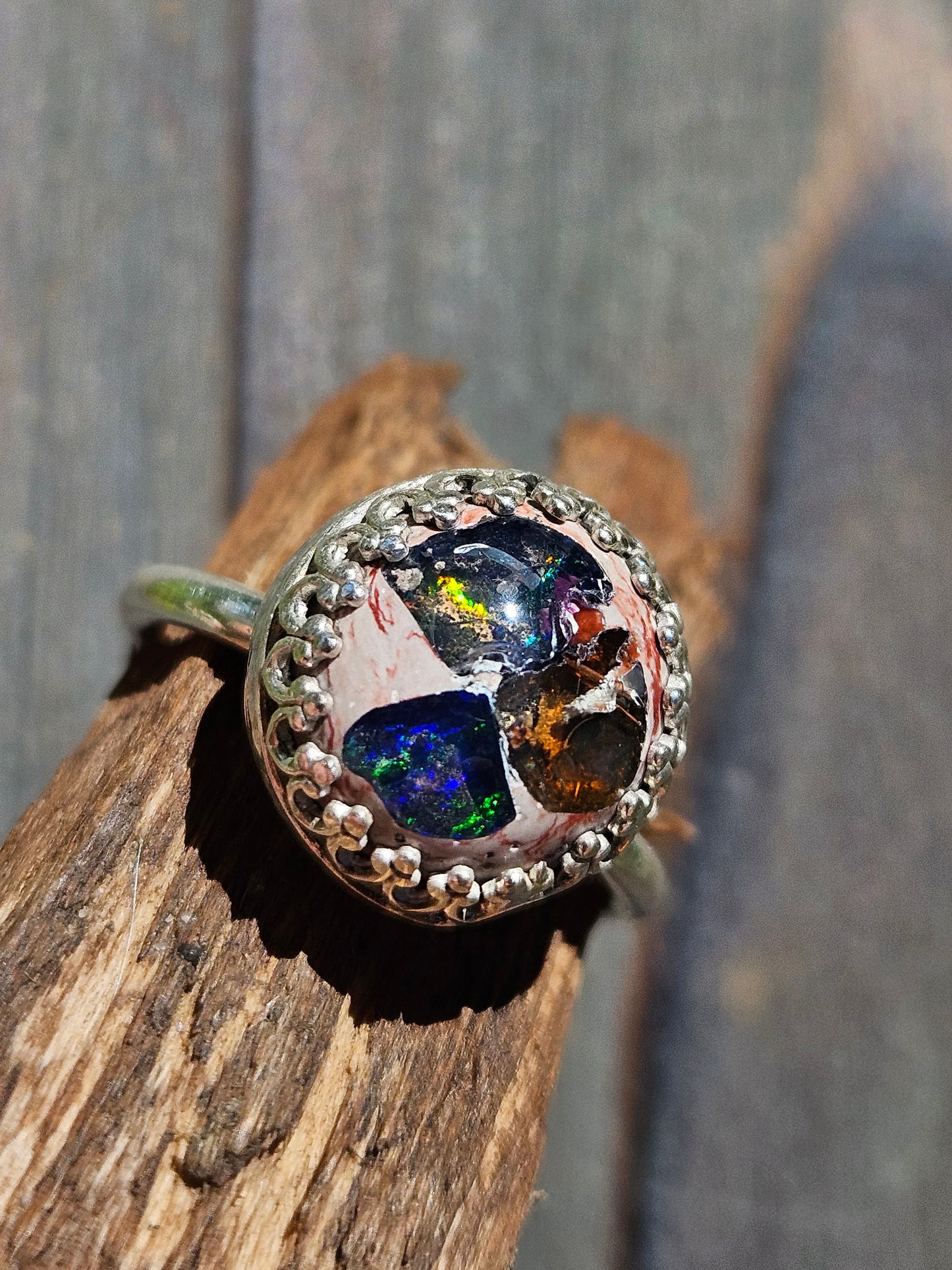 "Candy" Mexican Galaxy Opal Ring, Size 7